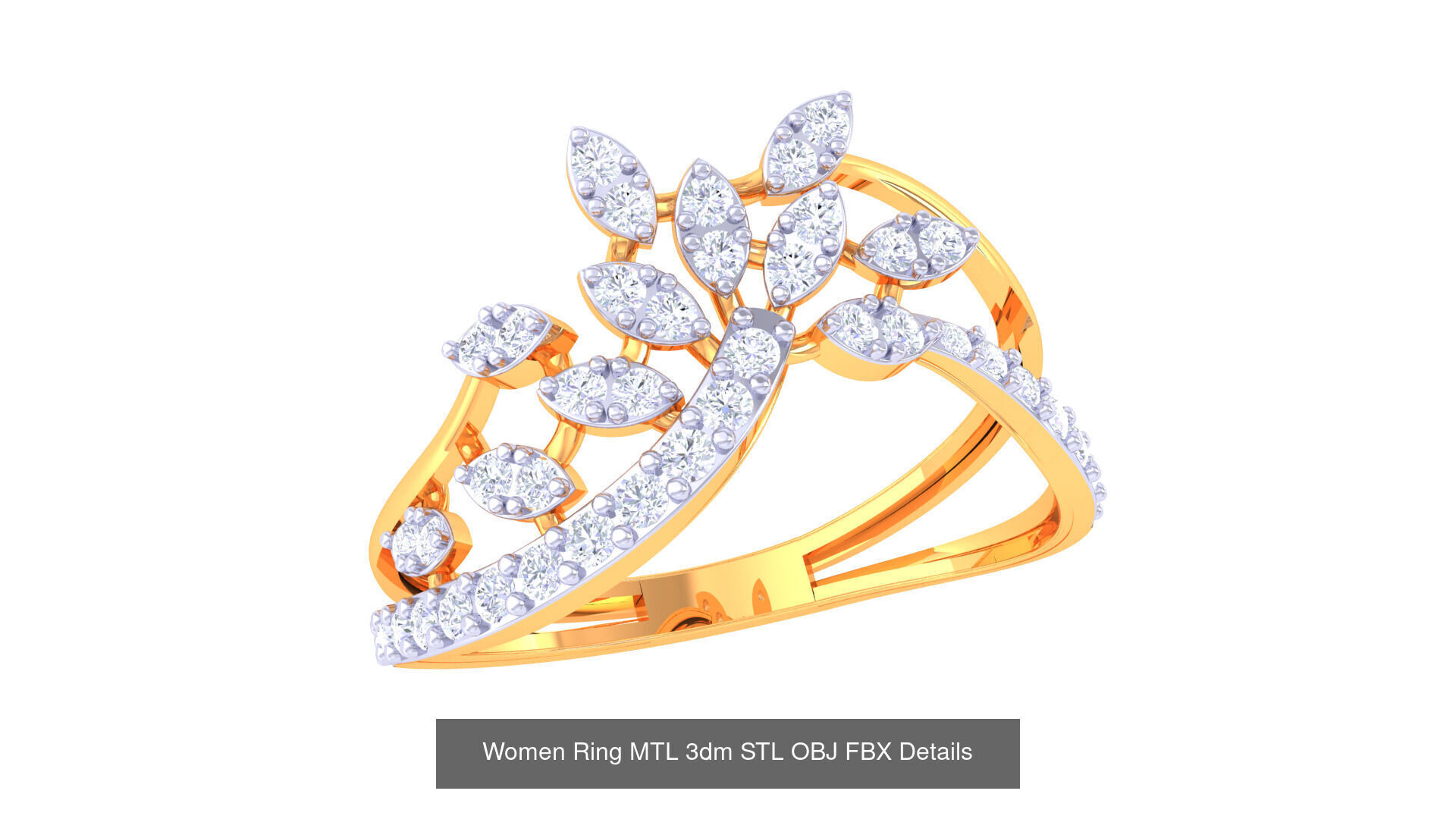 60 Leaf and Flower Ring MTL 3dm STL OBJ FBX Details Collection _28