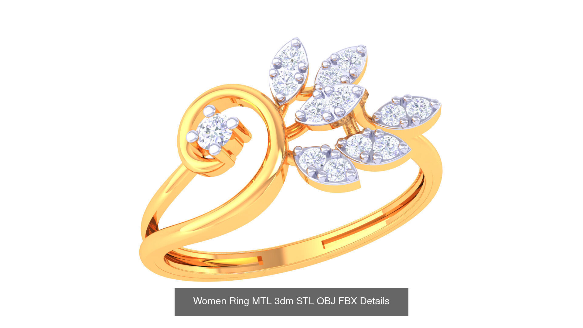 60 Leaf and Flower Ring MTL 3dm STL OBJ FBX Details Collection _7