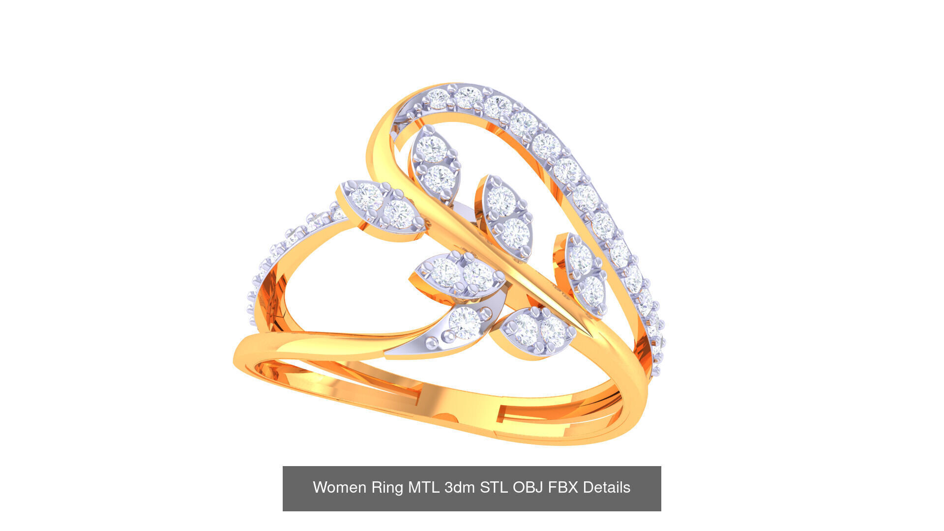 60 Leaf and Flower Ring MTL 3dm STL OBJ FBX Details Collection _56