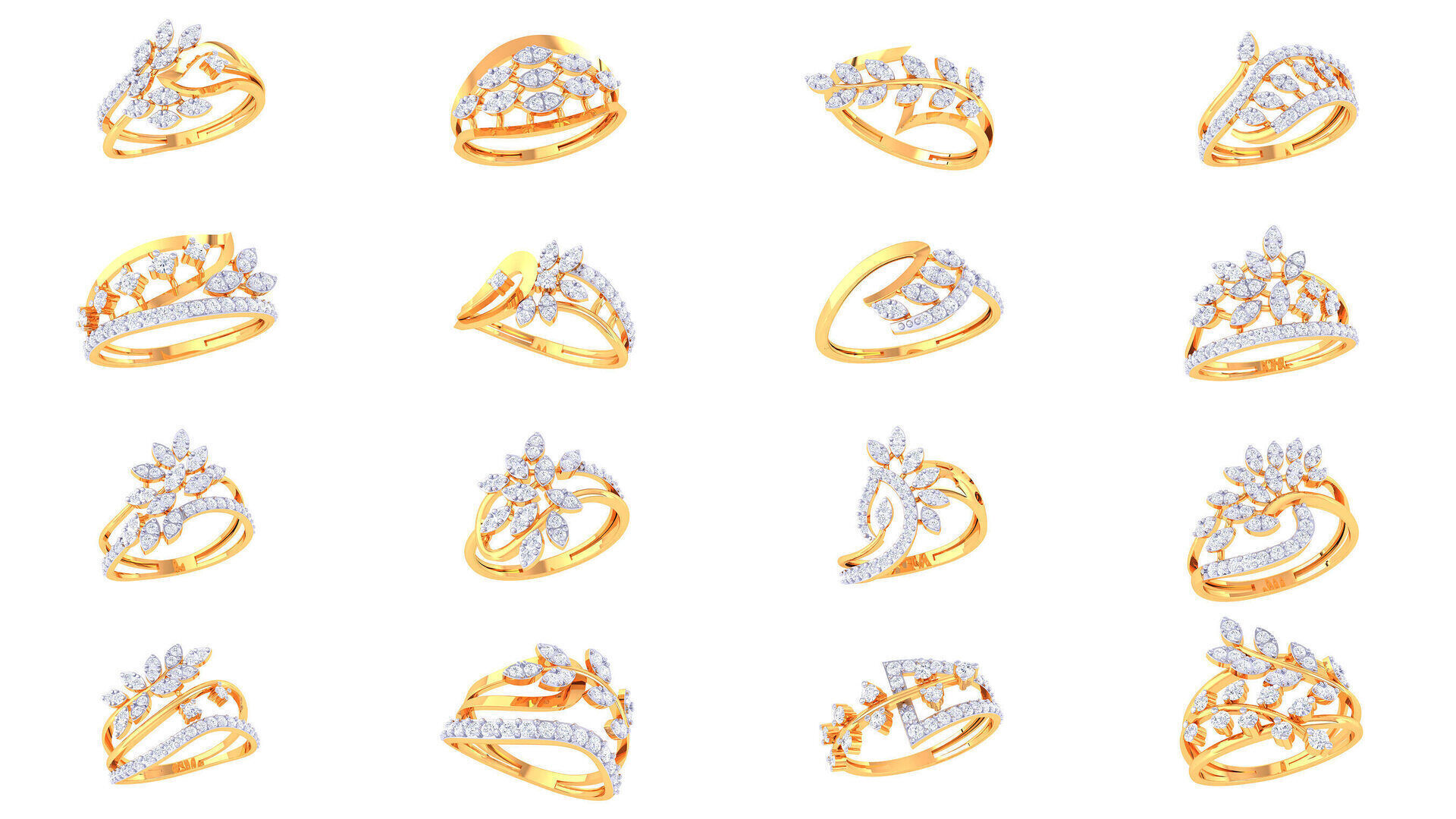 60 Leaf and Flower Ring MTL 3dm STL OBJ FBX Details Collection _3