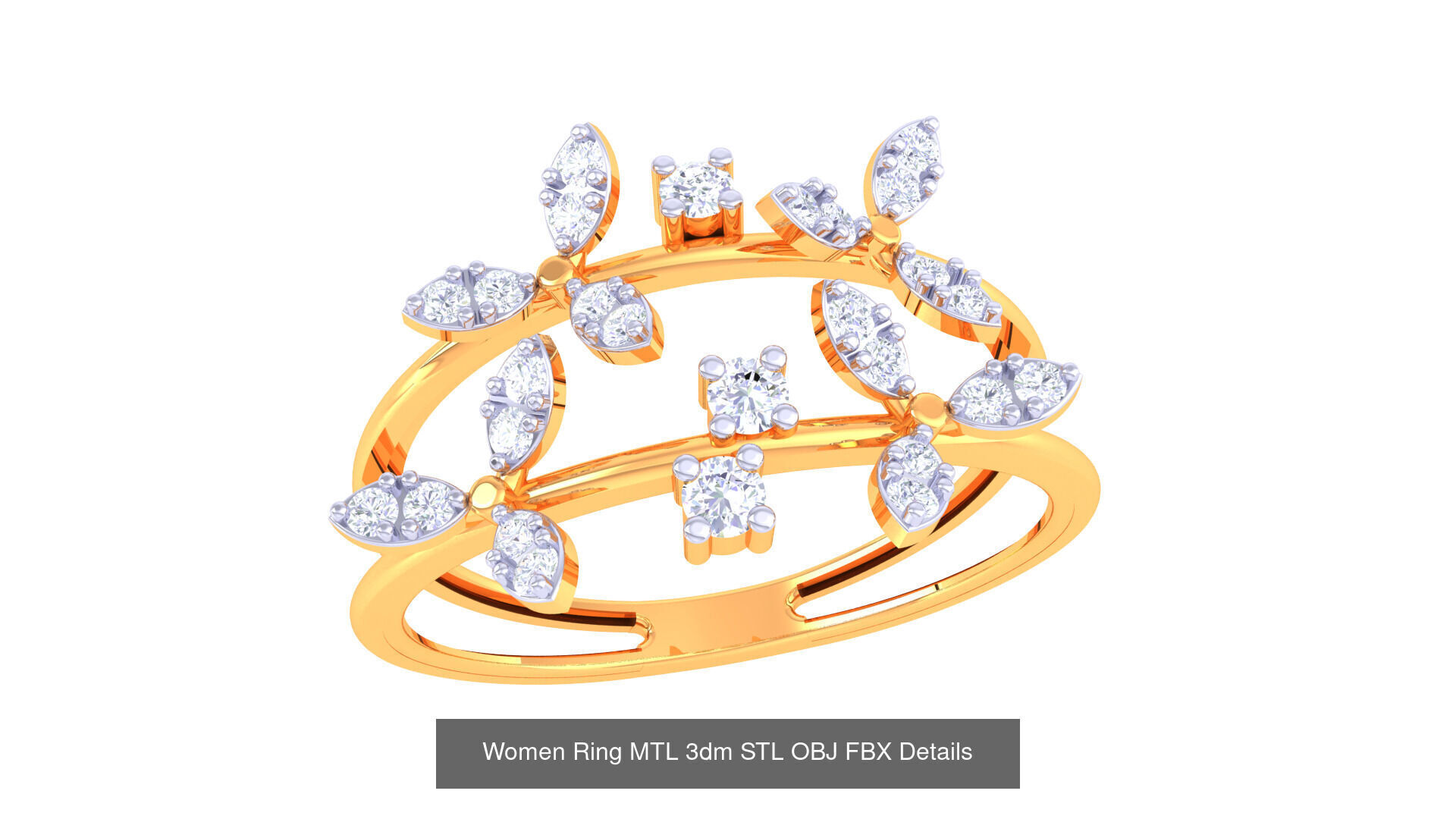 60 Leaf and Flower Ring MTL 3dm STL OBJ FBX Details Collection _26