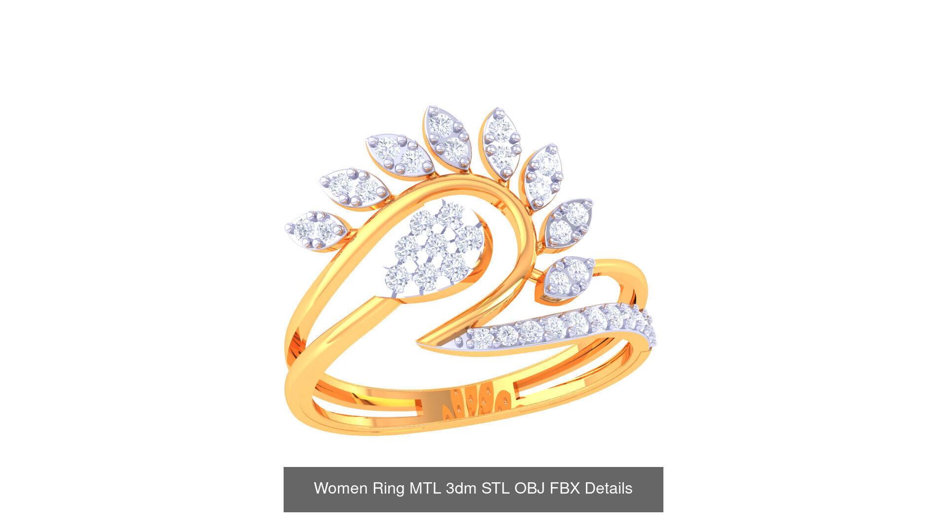 60 Leaf and Flower Ring MTL 3dm STL OBJ FBX Details Collection _33