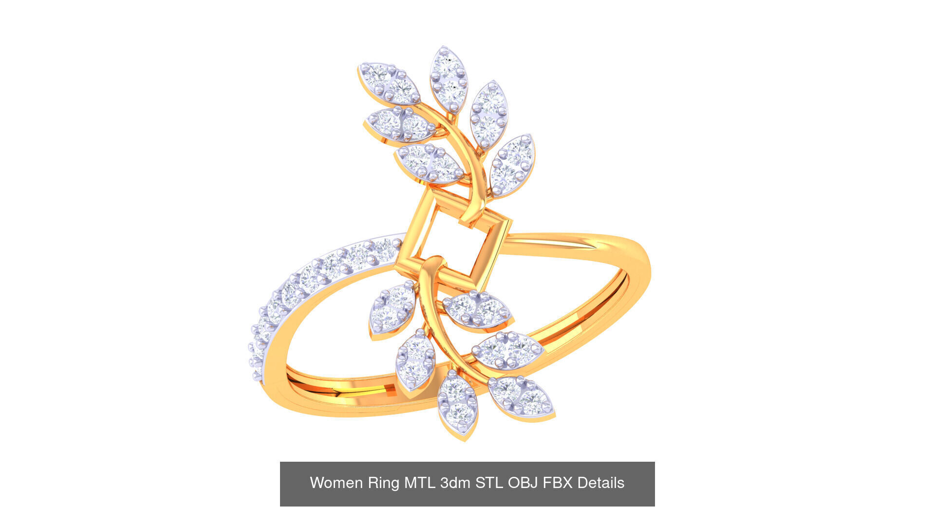 60 Leaf and Flower Ring MTL 3dm STL OBJ FBX Details Collection _21