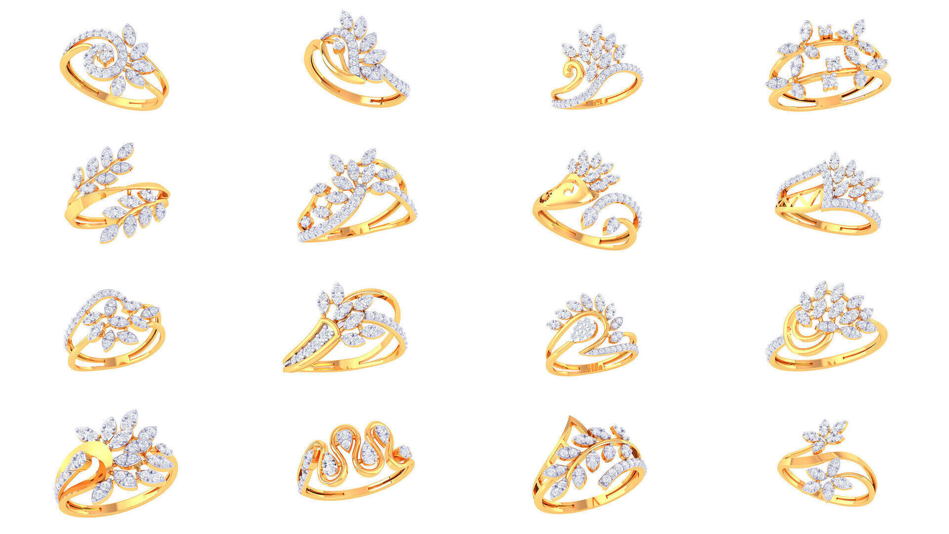 60 Leaf and Flower Ring MTL 3dm STL OBJ FBX Details Collection _1