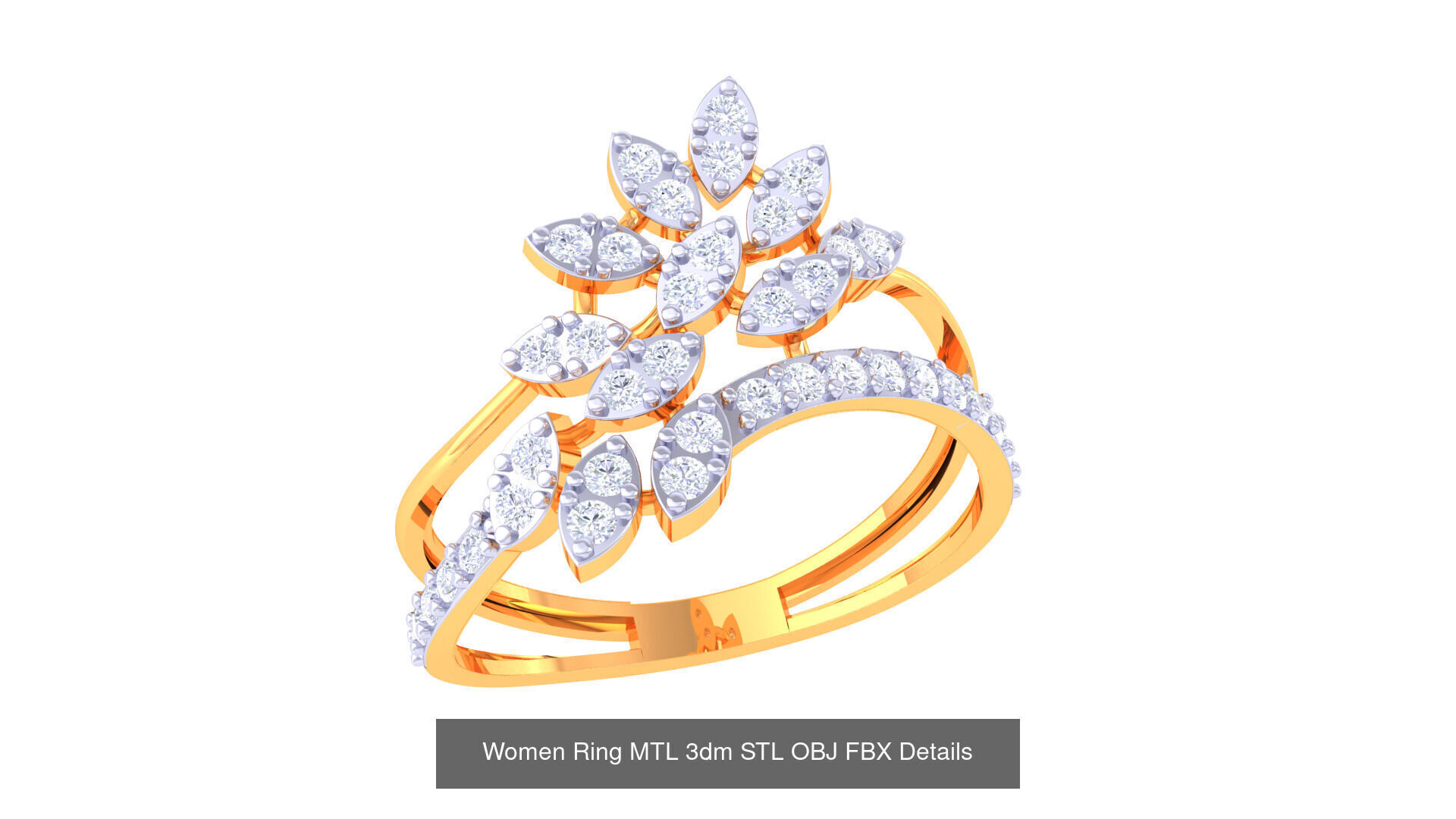 60 Leaf and Flower Ring MTL 3dm STL OBJ FBX Details Collection _47