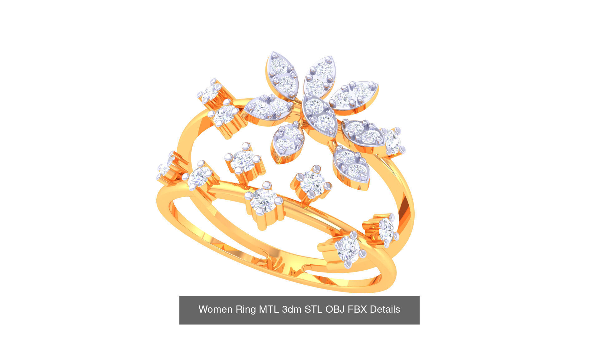 60 Leaf and Flower Ring MTL 3dm STL OBJ FBX Details Collection _18
