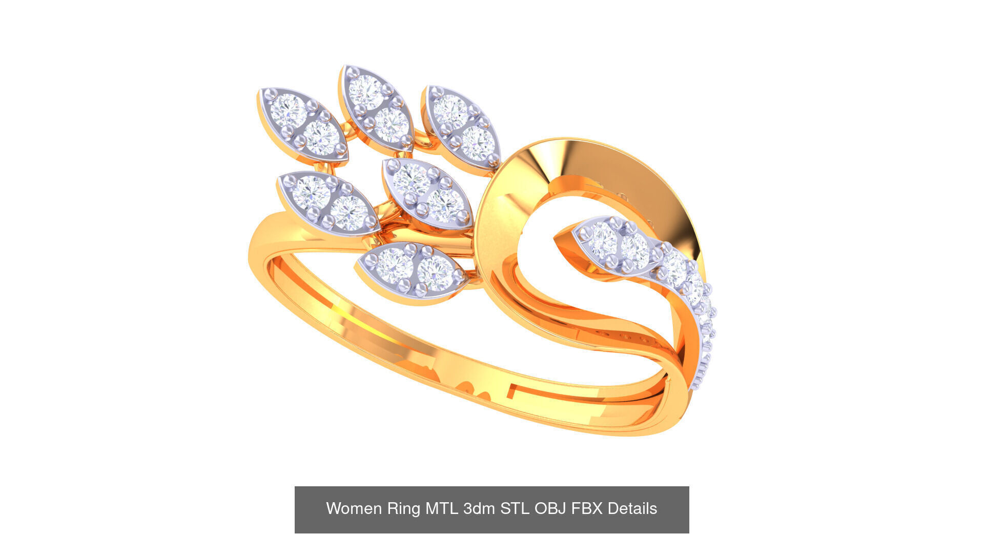 60 Leaf and Flower Ring MTL 3dm STL OBJ FBX Details Collection _13