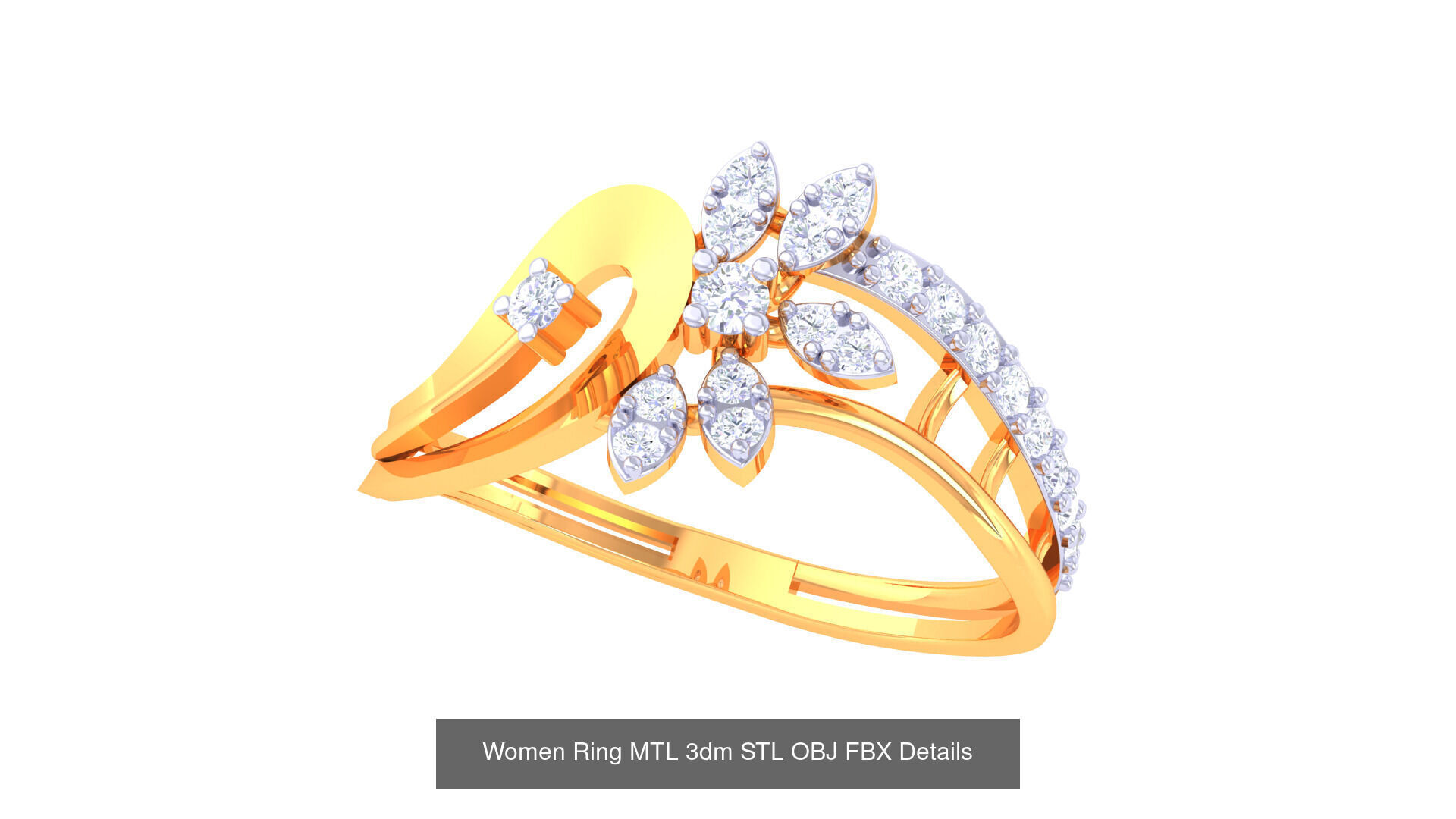 60 Leaf and Flower Ring MTL 3dm STL OBJ FBX Details Collection _44