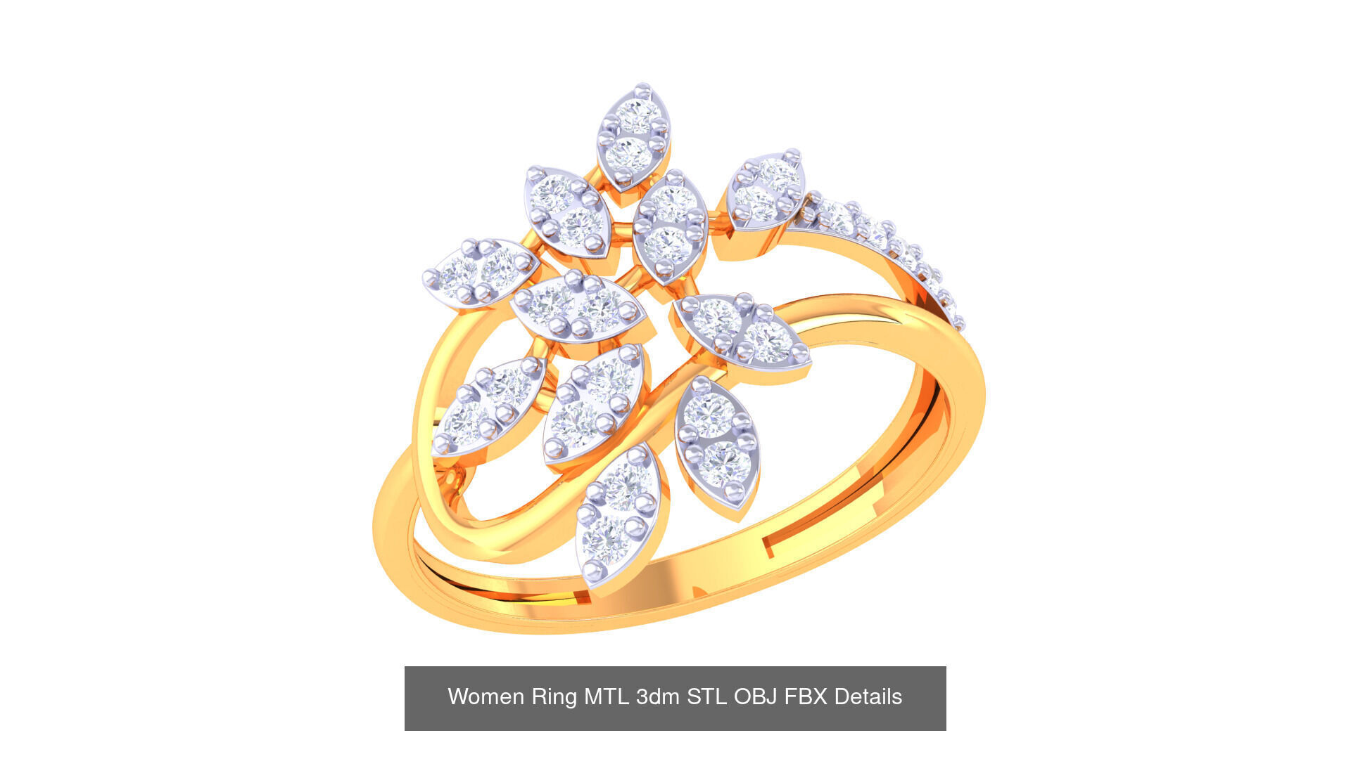 60 Leaf and Flower Ring MTL 3dm STL OBJ FBX Details Collection _48