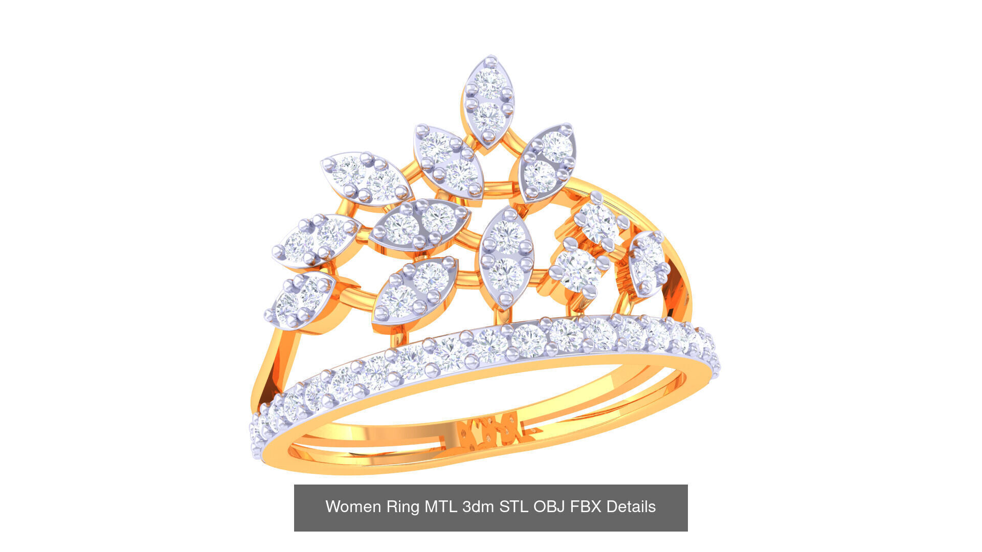 60 Leaf and Flower Ring MTL 3dm STL OBJ FBX Details Collection _46