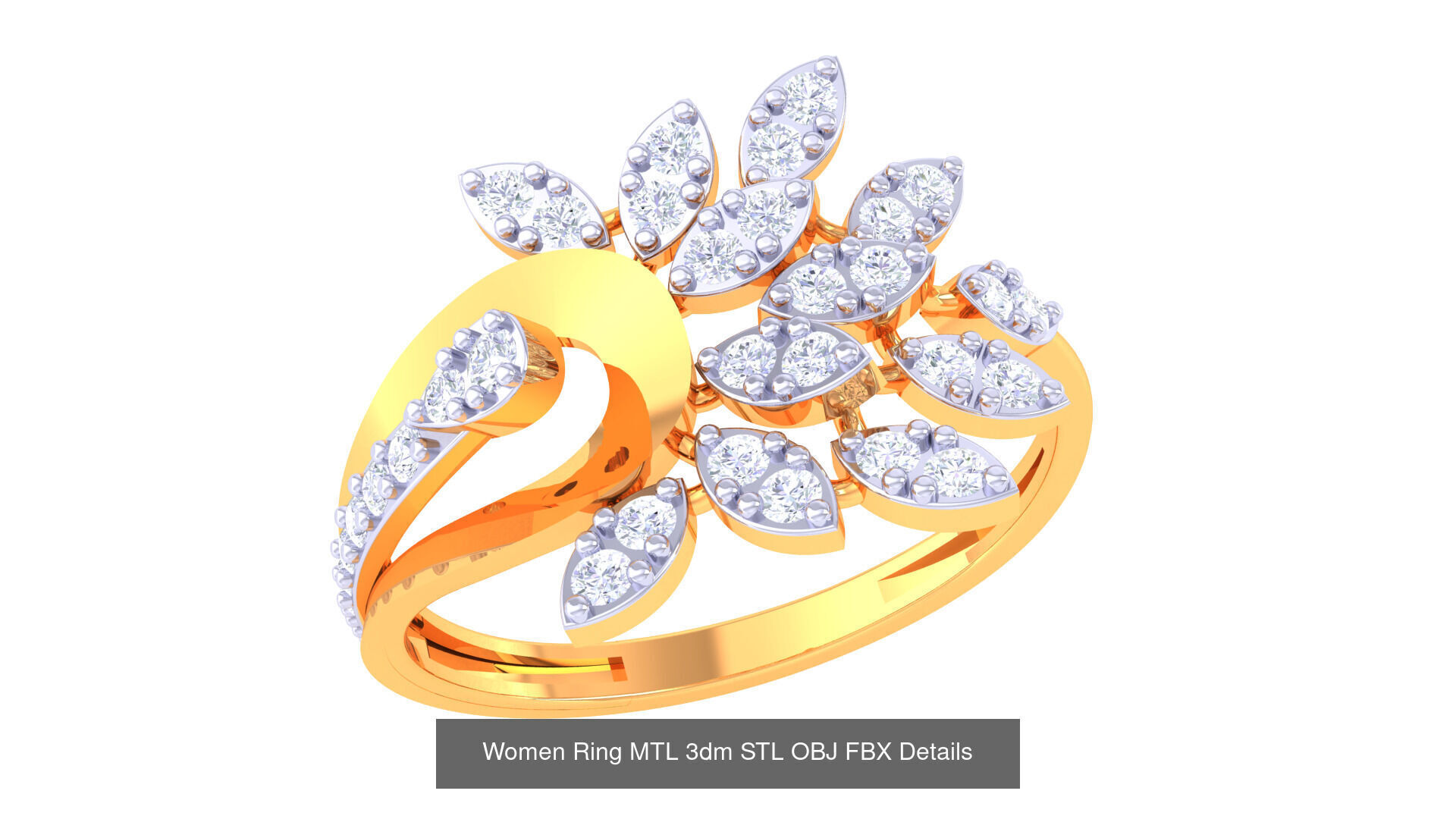 60 Leaf and Flower Ring MTL 3dm STL OBJ FBX Details Collection _35