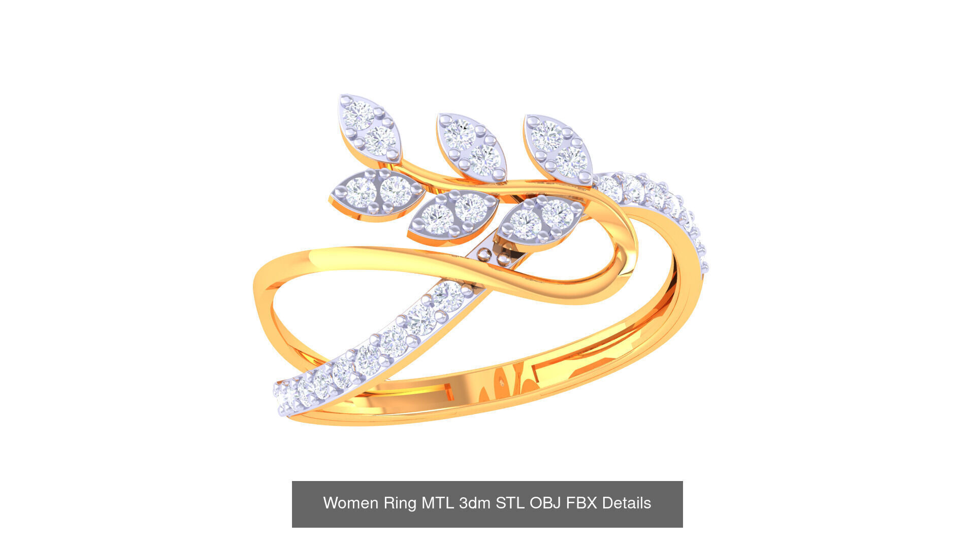 60 Leaf and Flower Ring MTL 3dm STL OBJ FBX Details Collection _55