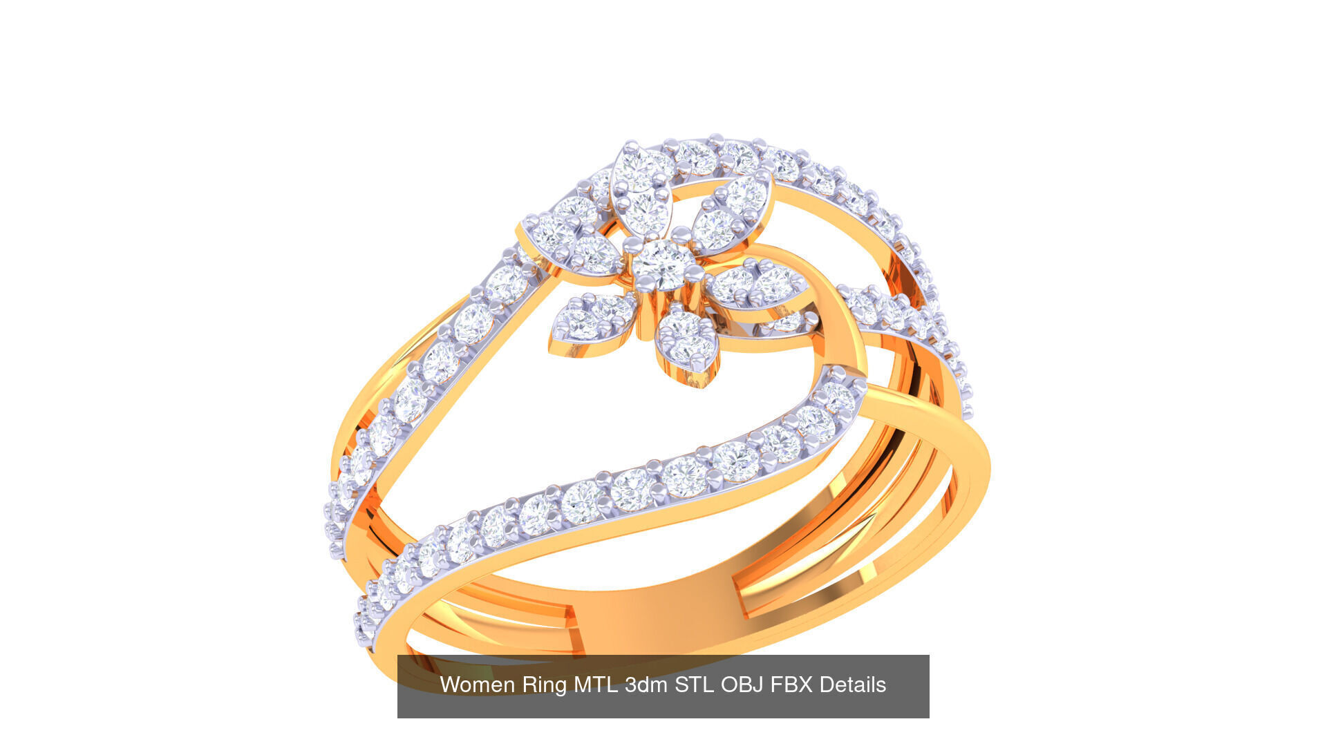 60 Leaf and Flower Ring MTL 3dm STL OBJ FBX Details Collection _64