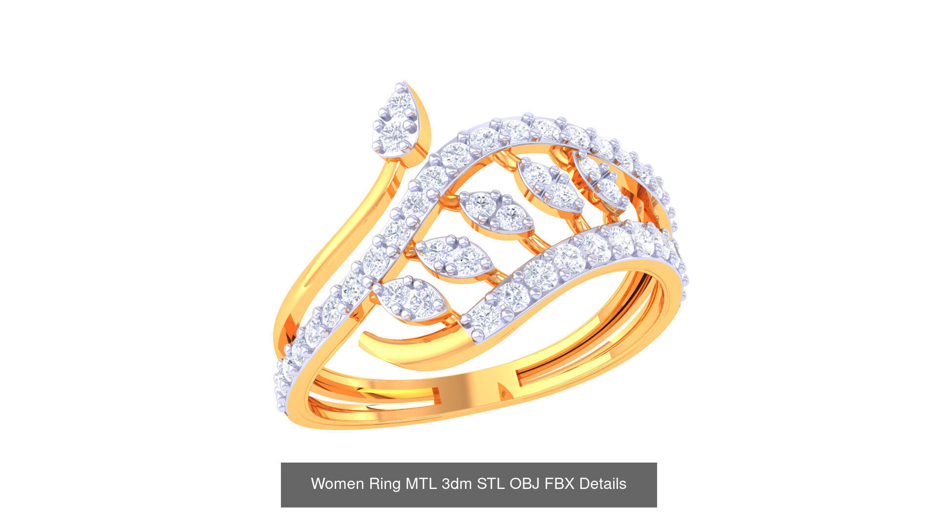 60 Leaf and Flower Ring MTL 3dm STL OBJ FBX Details Collection _42