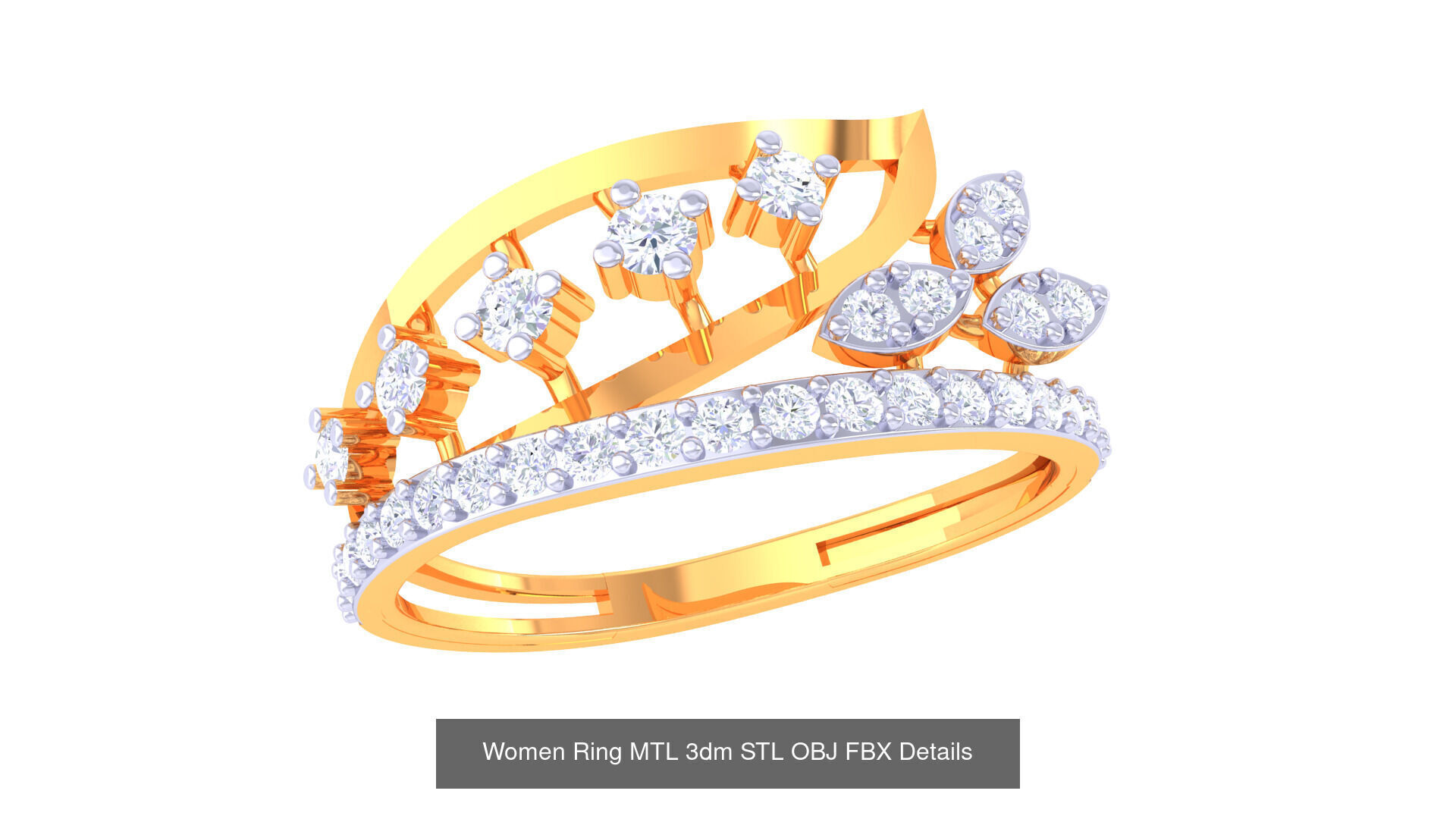 60 Leaf and Flower Ring MTL 3dm STL OBJ FBX Details Collection _43