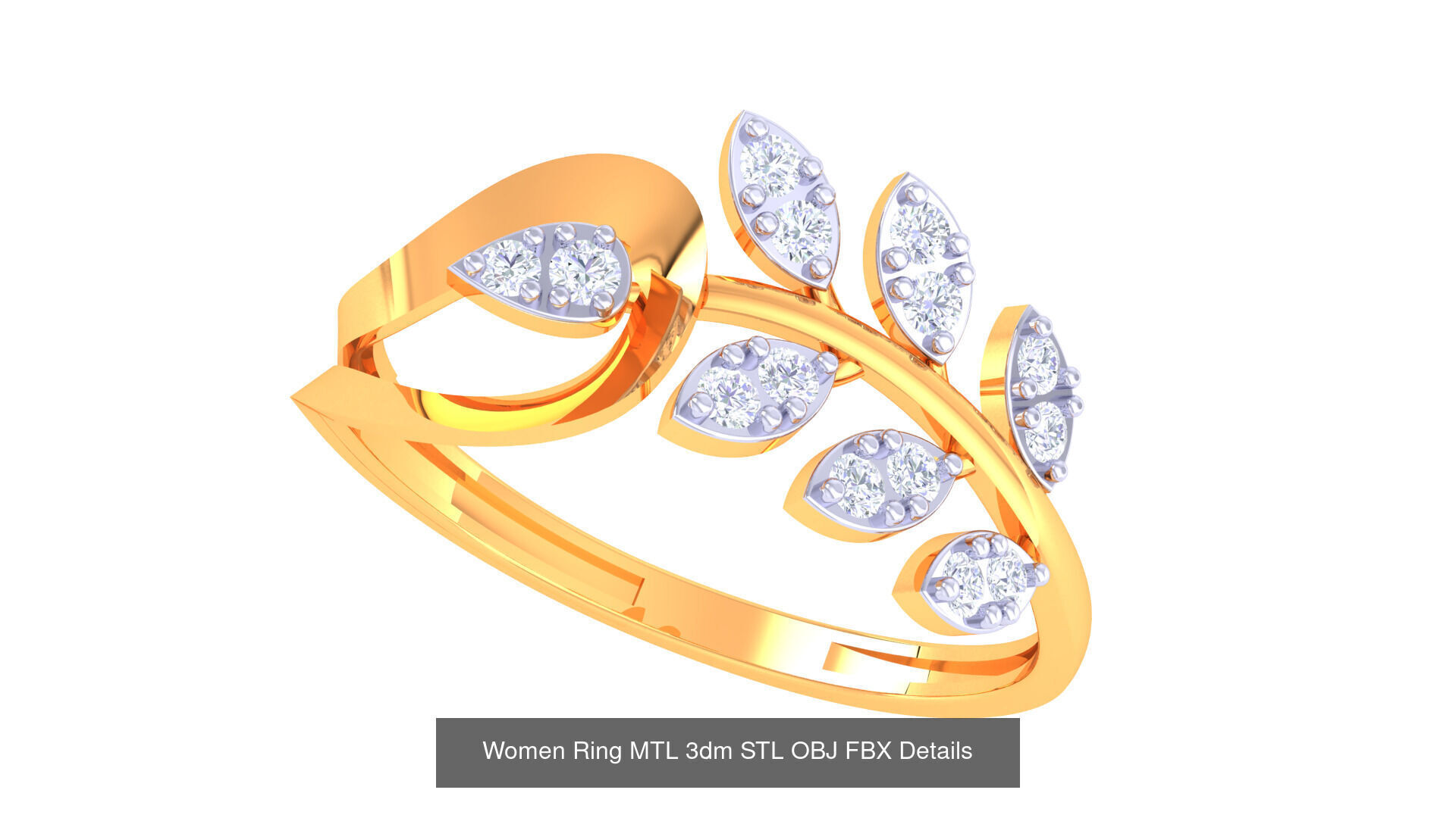 60 Leaf and Flower Ring MTL 3dm STL OBJ FBX Details Collection _15