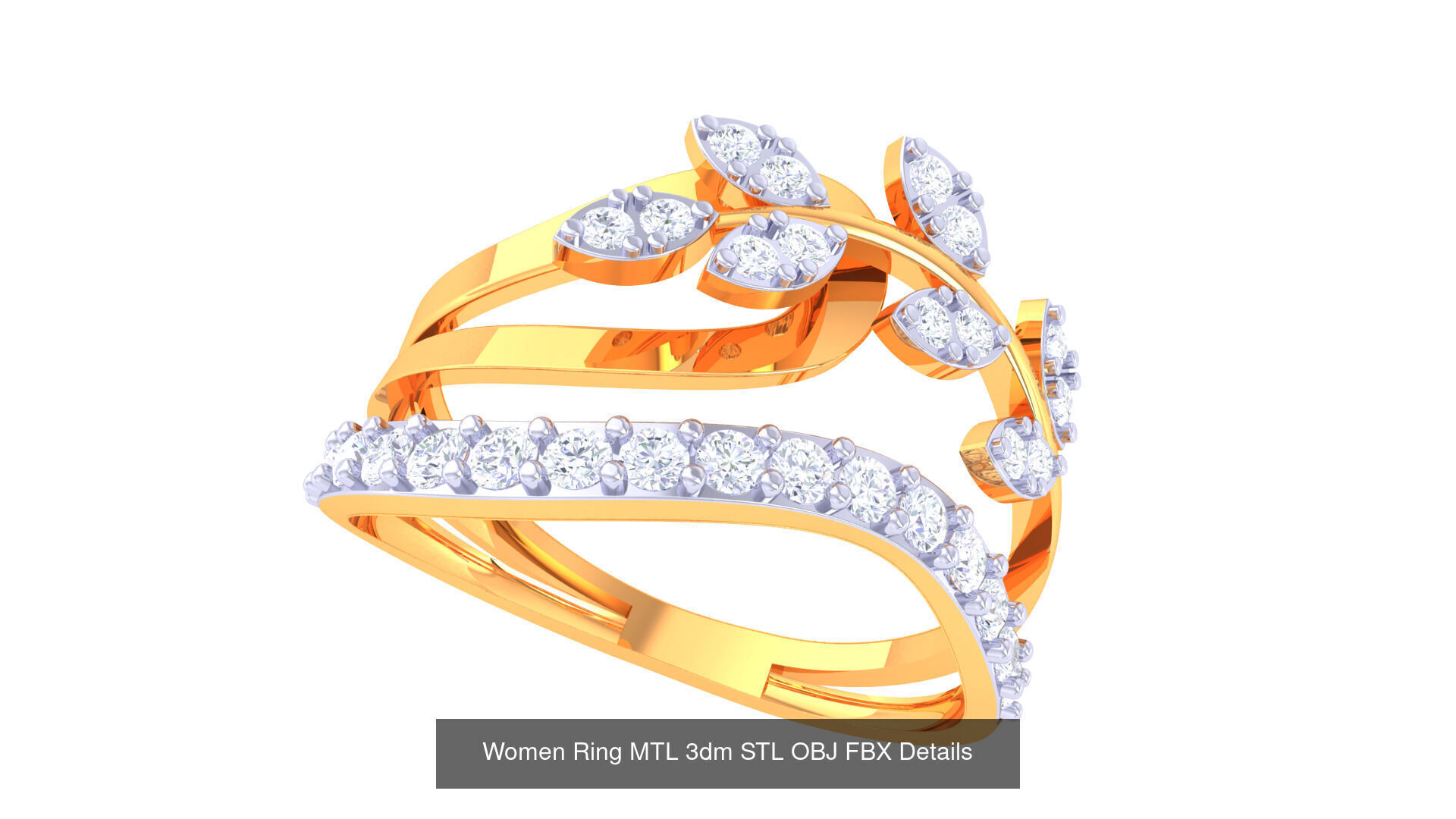 60 Leaf and Flower Ring MTL 3dm STL OBJ FBX Details Collection _52