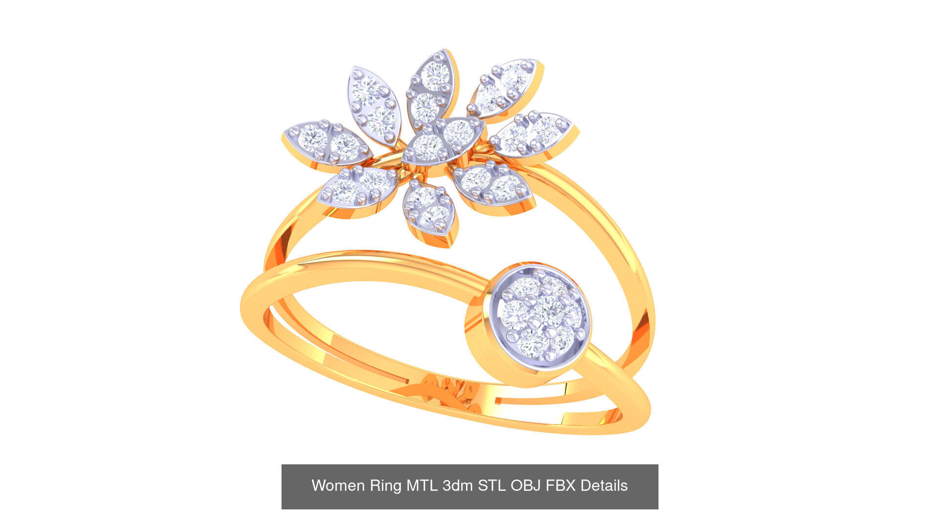 60 Leaf and Flower Ring MTL 3dm STL OBJ FBX Details Collection _11