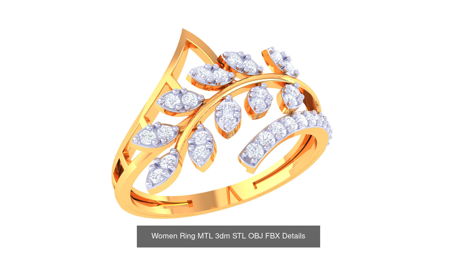 60 Leaf and Flower Ring MTL 3dm STL OBJ FBX Details Collection _37