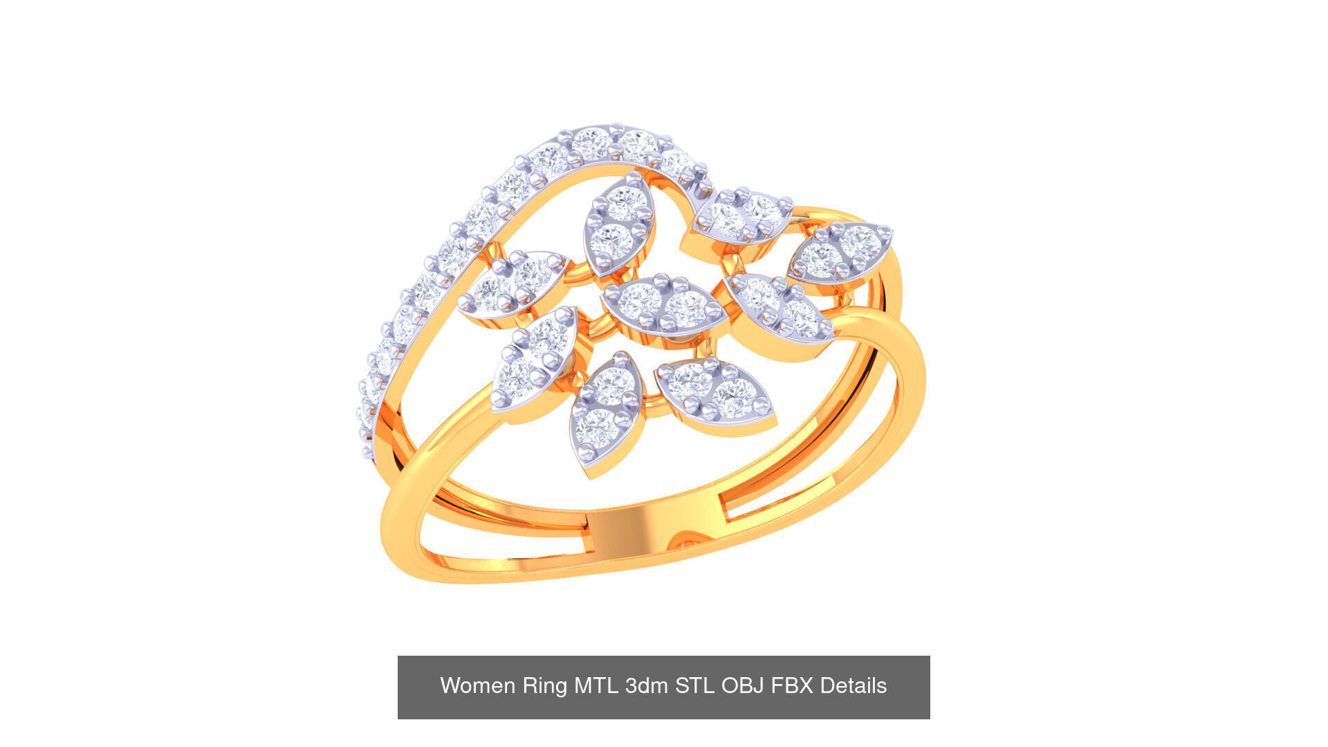 60 Leaf and Flower Ring MTL 3dm STL OBJ FBX Details Collection _31