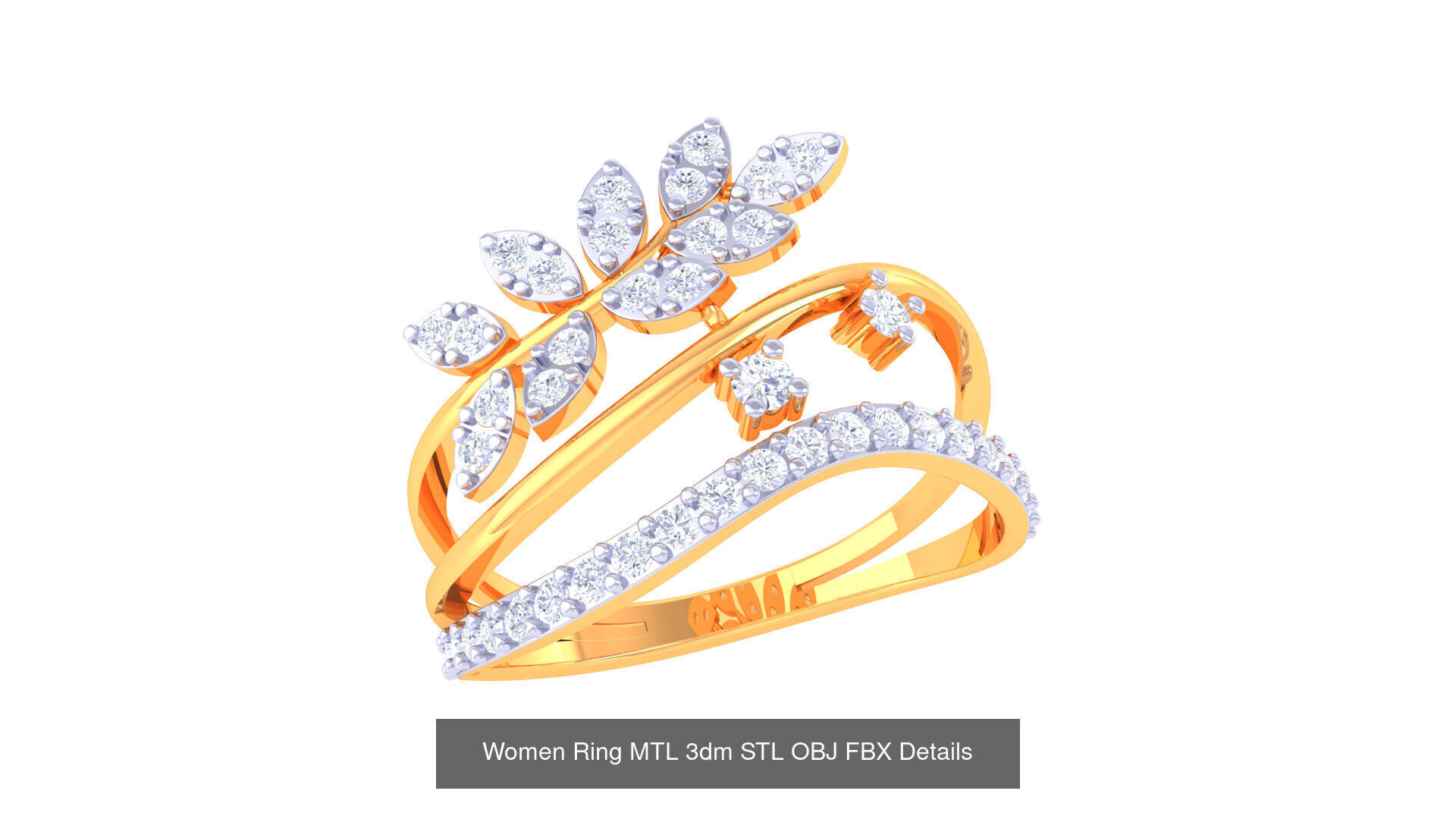 60 Leaf and Flower Ring MTL 3dm STL OBJ FBX Details Collection _51