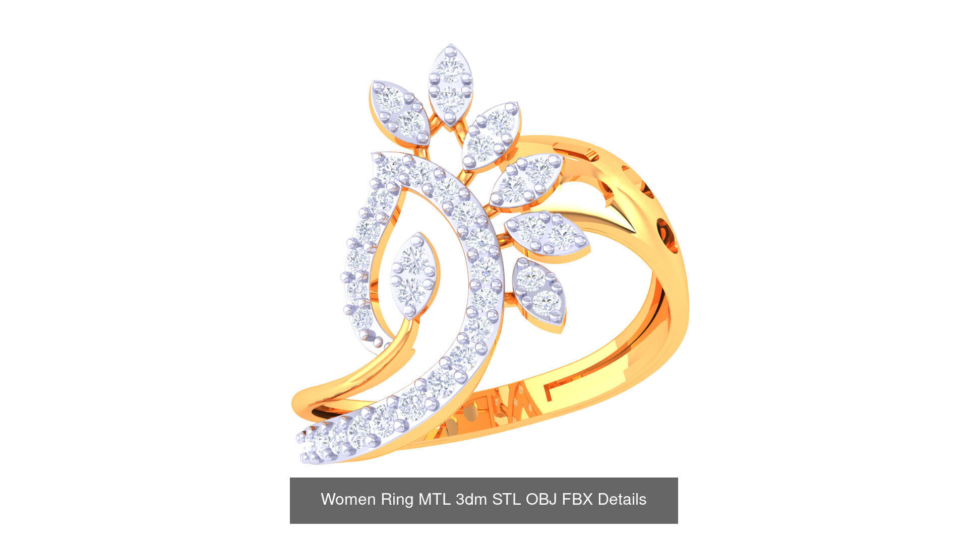 60 Leaf and Flower Ring MTL 3dm STL OBJ FBX Details Collection _49