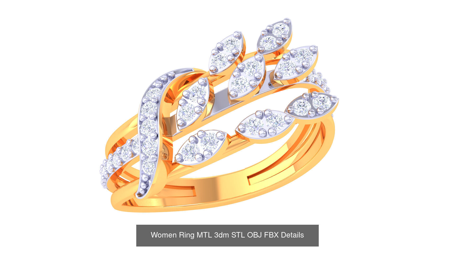 60 Leaf and Flower Ring MTL 3dm STL OBJ FBX Details Collection _19