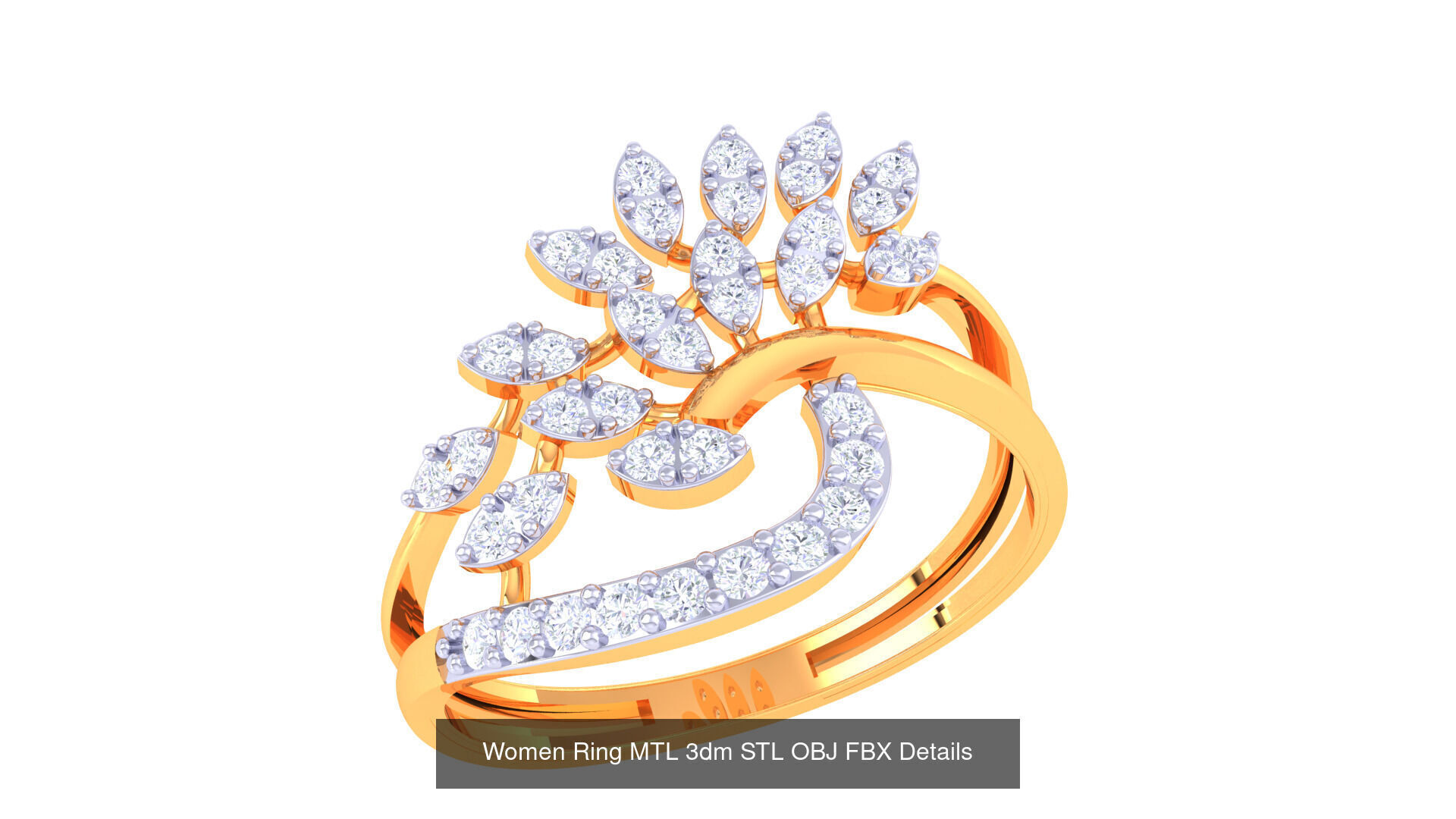 60 Leaf and Flower Ring MTL 3dm STL OBJ FBX Details Collection _50