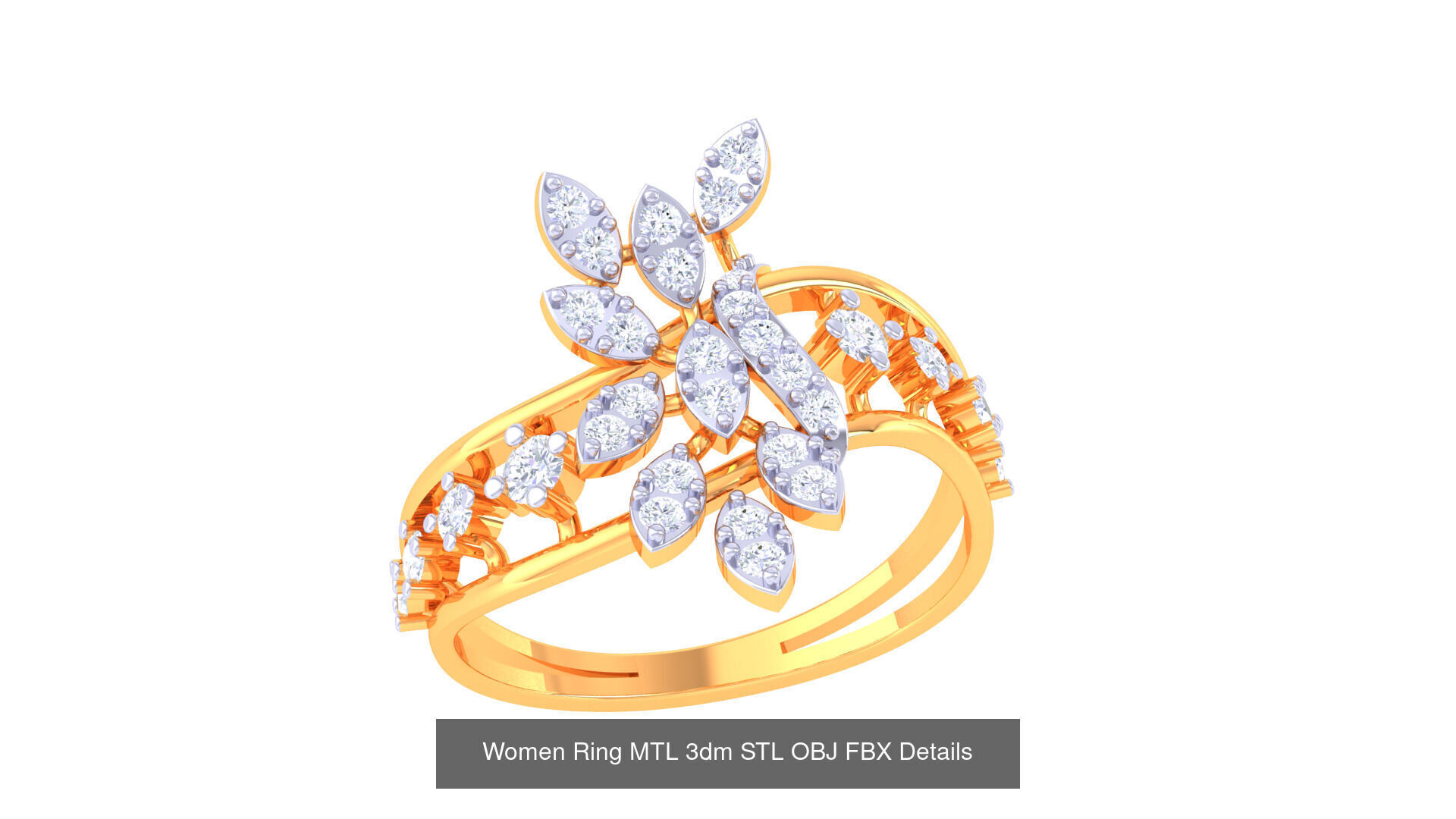 60 Leaf and Flower Ring MTL 3dm STL OBJ FBX Details Collection _12