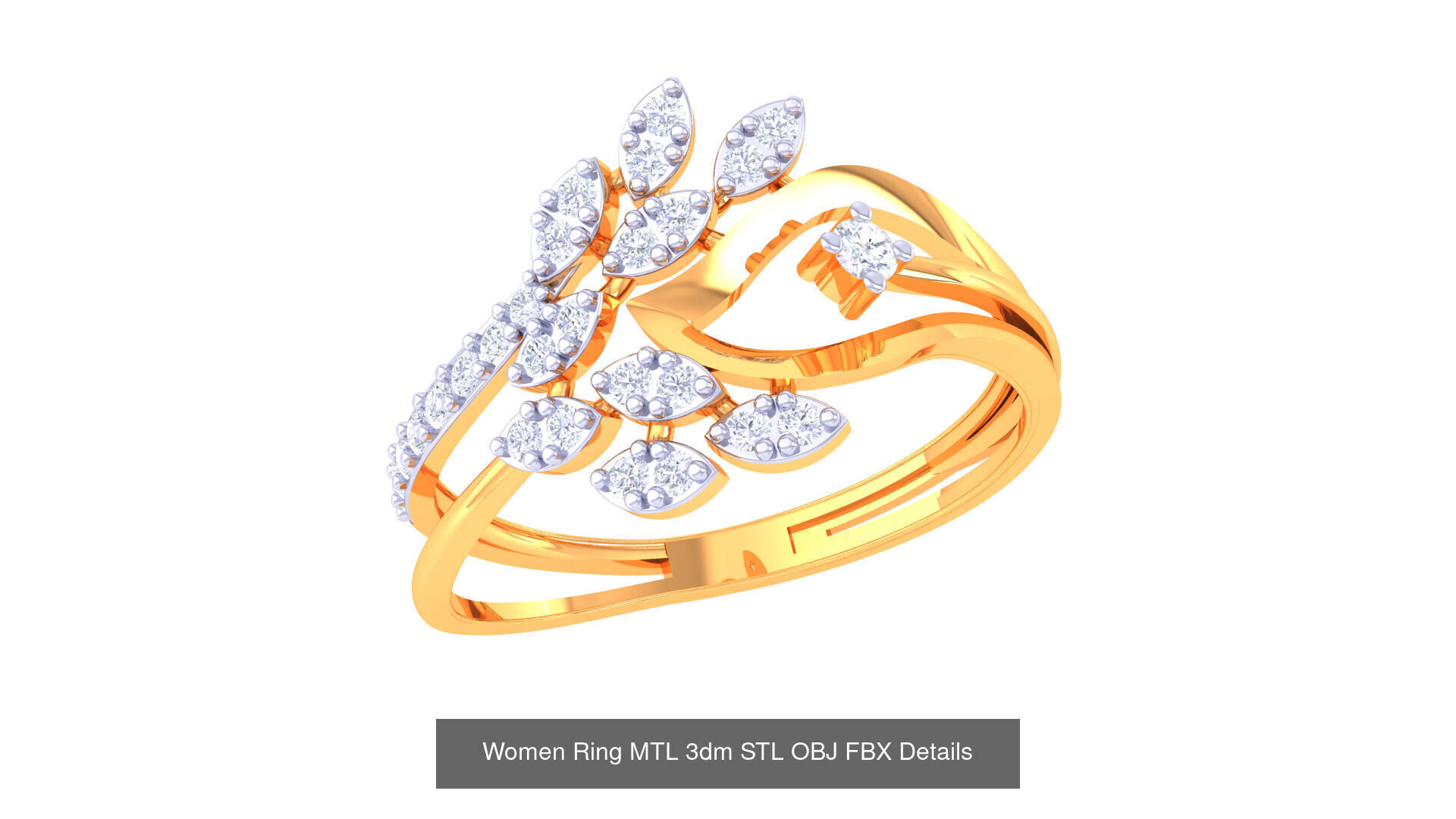 60 Leaf and Flower Ring MTL 3dm STL OBJ FBX Details Collection _39