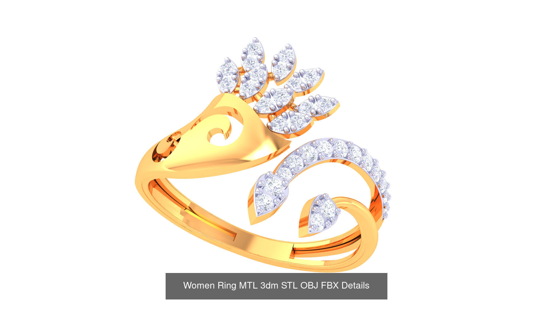 60 Leaf and Flower Ring MTL 3dm STL OBJ FBX Details Collection _29