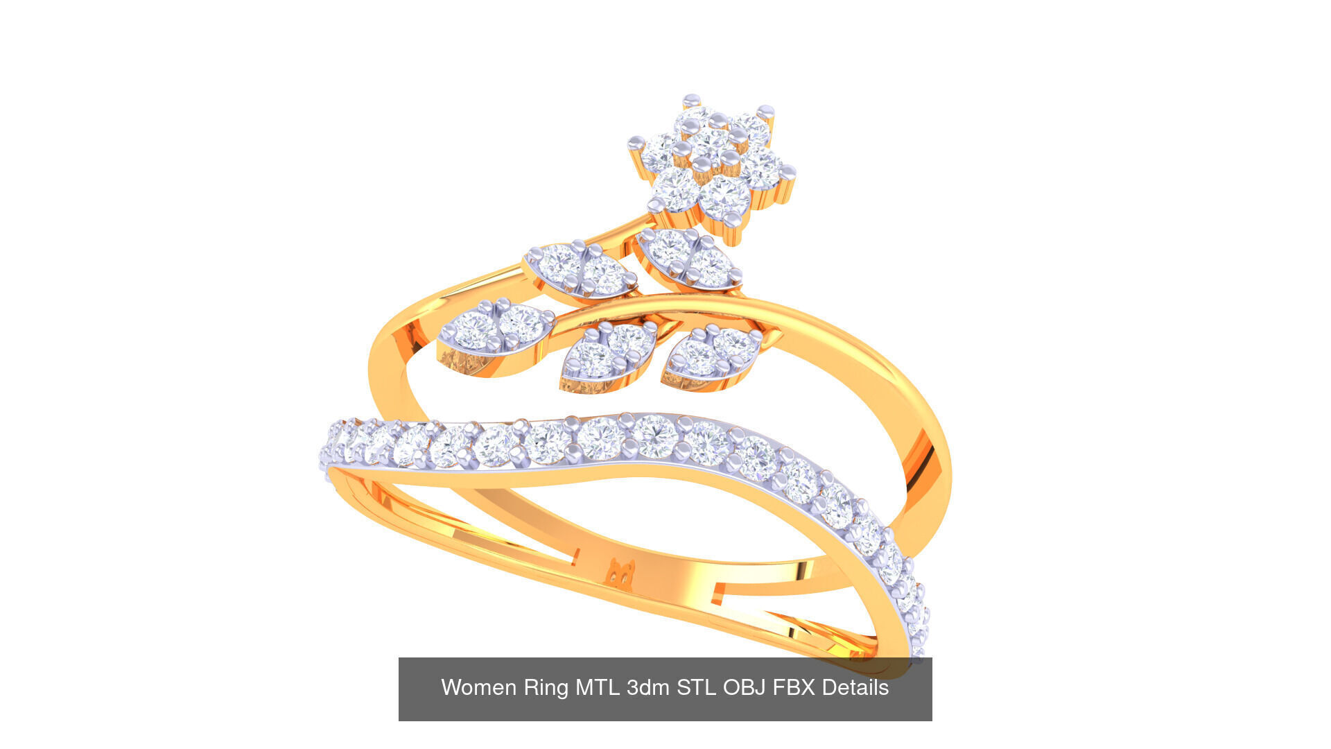 60 Leaf and Flower Ring MTL 3dm STL OBJ FBX Details Collection _58