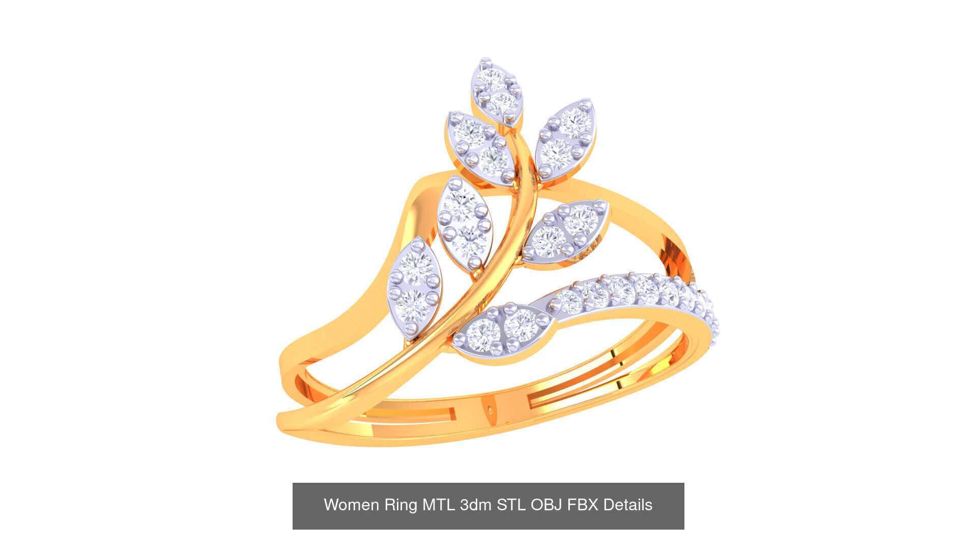 60 Leaf and Flower Ring MTL 3dm STL OBJ FBX Details Collection _14