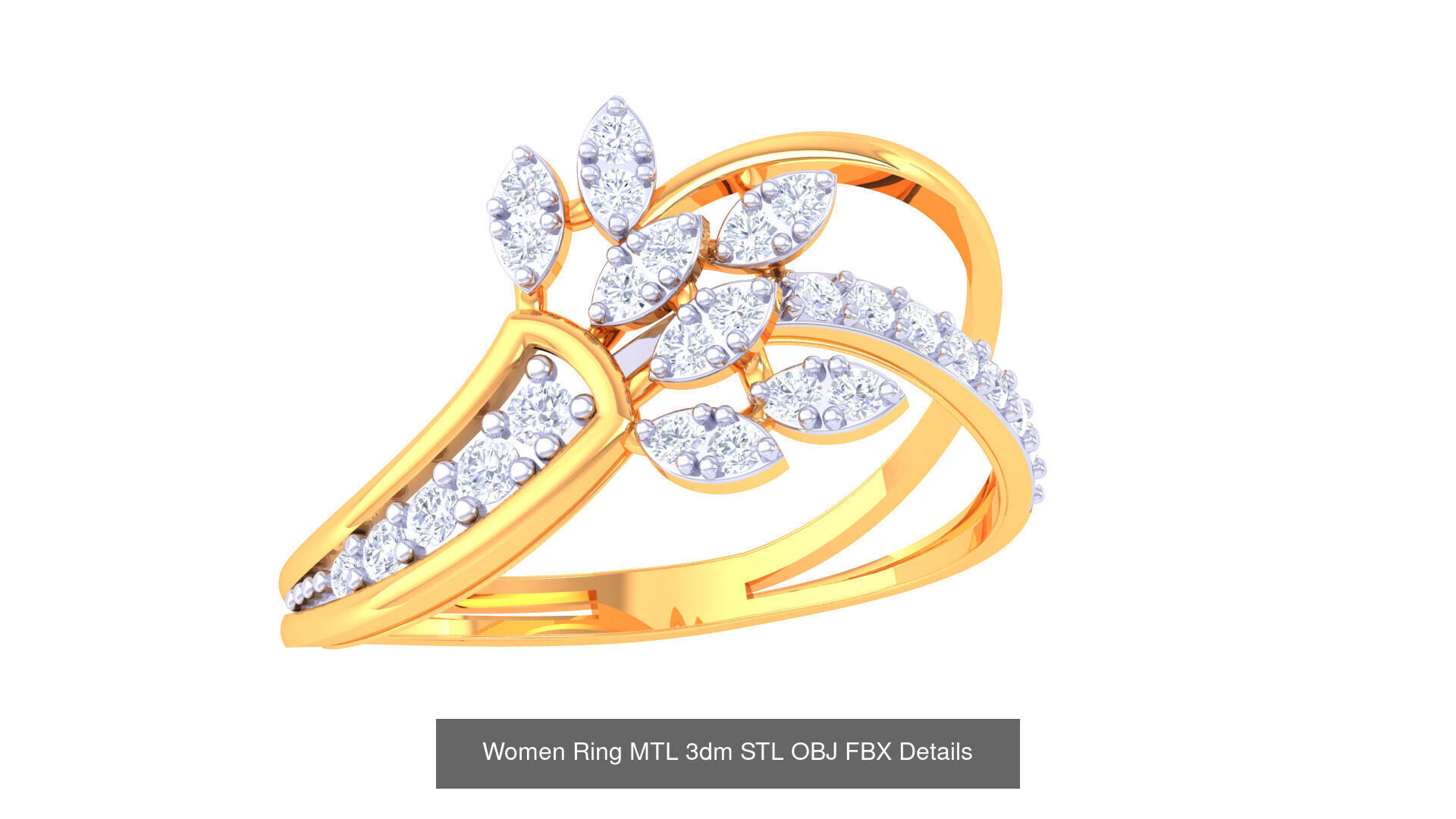 60 Leaf and Flower Ring MTL 3dm STL OBJ FBX Details Collection _32