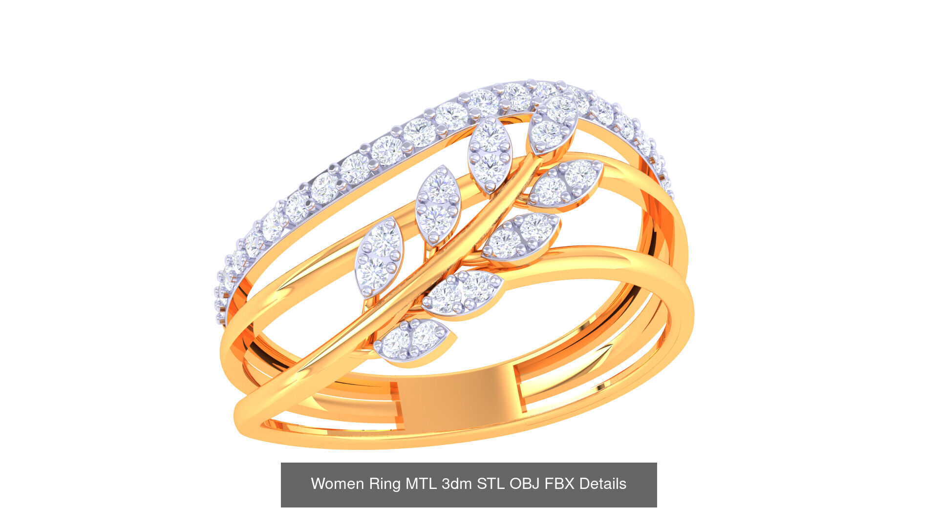 60 Leaf and Flower Ring MTL 3dm STL OBJ FBX Details Collection _60