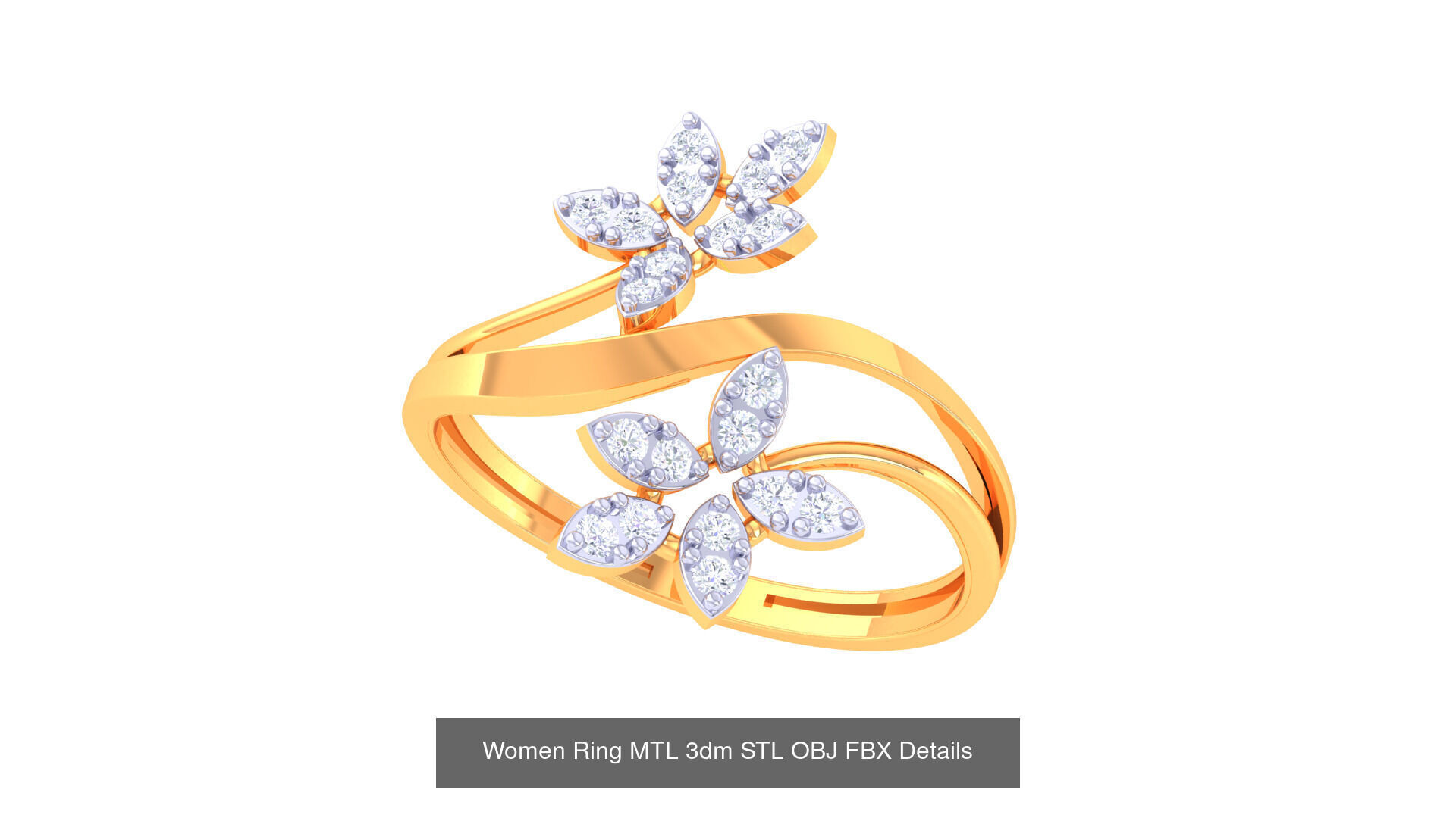 60 Leaf and Flower Ring MTL 3dm STL OBJ FBX Details Collection _38