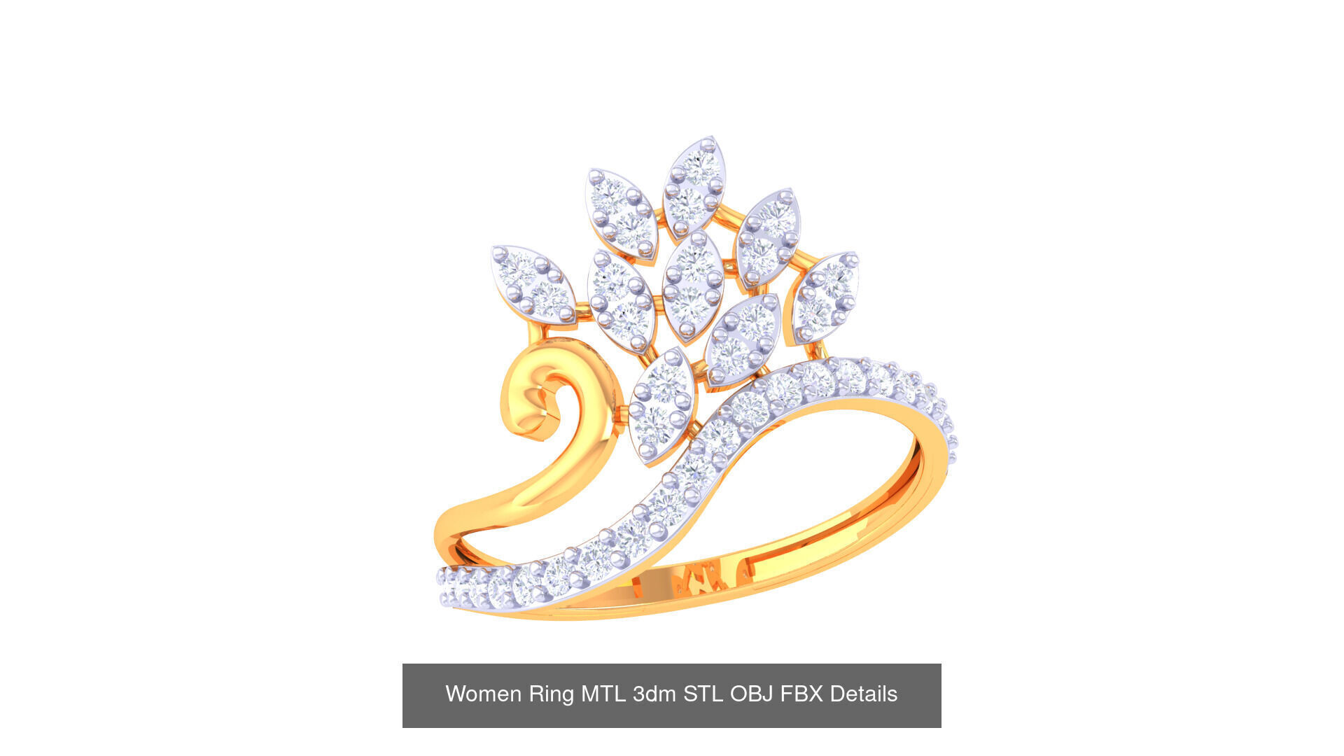 60 Leaf and Flower Ring MTL 3dm STL OBJ FBX Details Collection _25