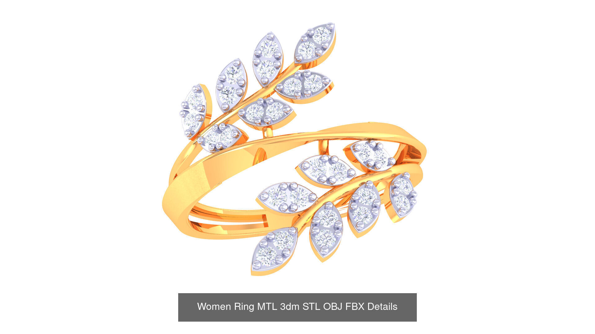 60 Leaf and Flower Ring MTL 3dm STL OBJ FBX Details Collection _27