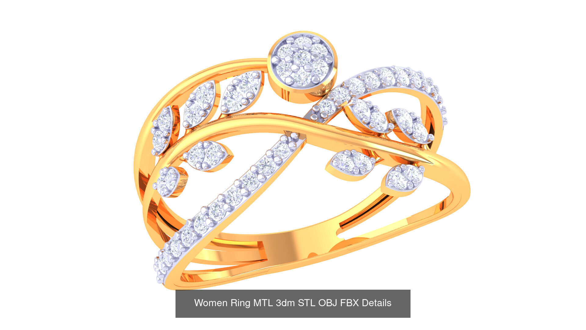 60 Leaf and Flower Ring MTL 3dm STL OBJ FBX Details Collection _59