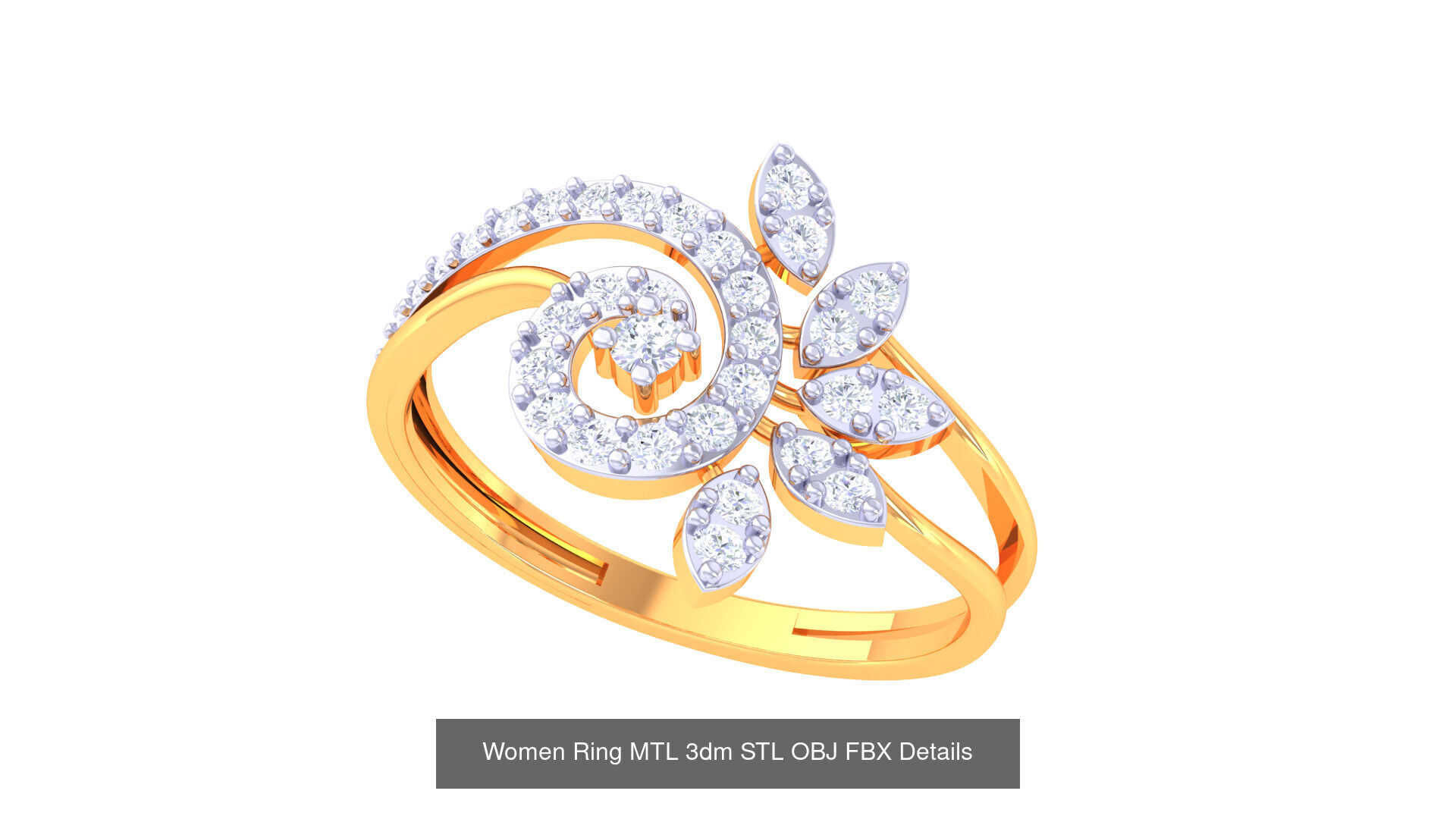 60 Leaf and Flower Ring MTL 3dm STL OBJ FBX Details Collection _23