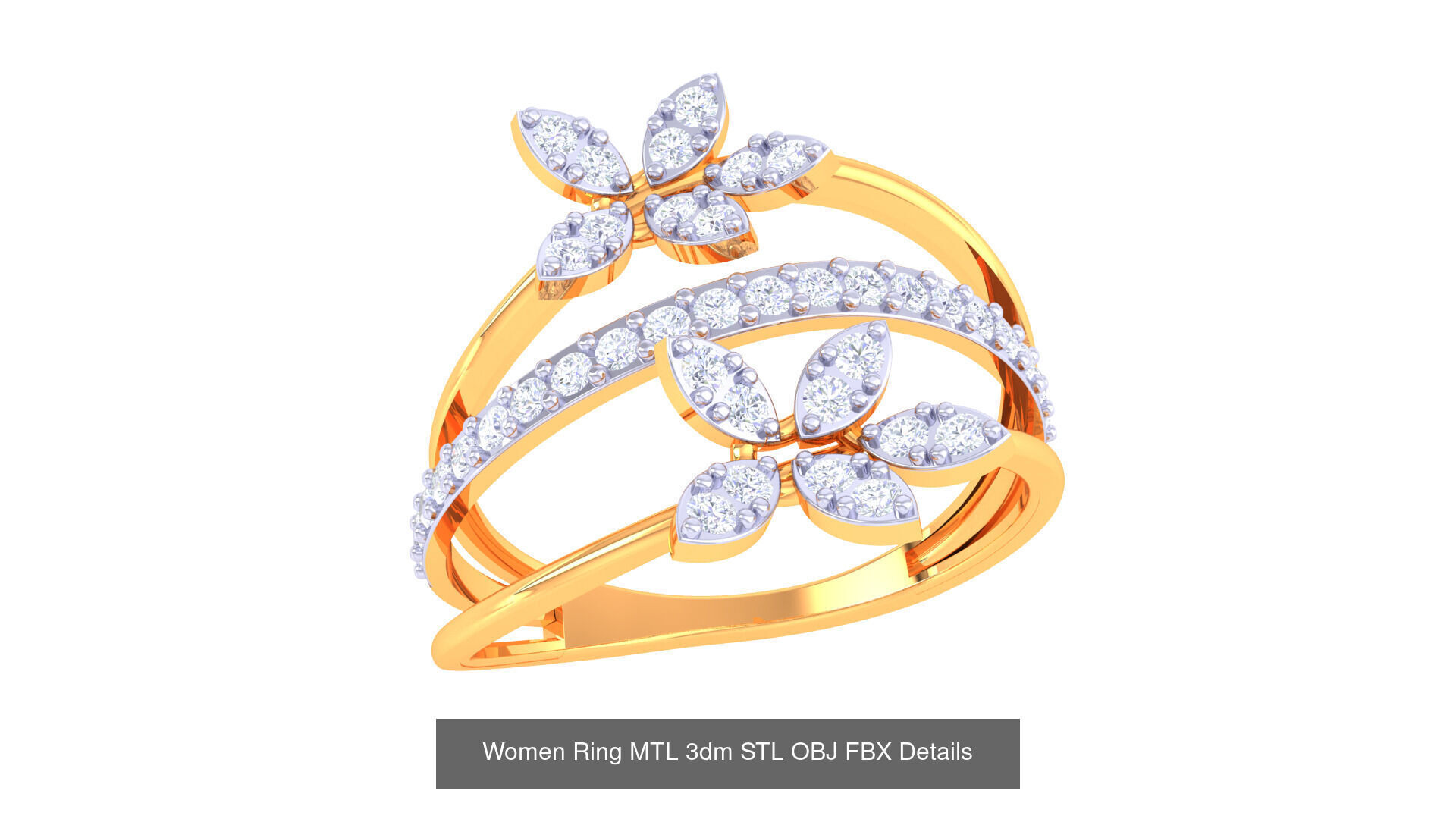 60 Leaf and Flower Ring MTL 3dm STL OBJ FBX Details Collection _10