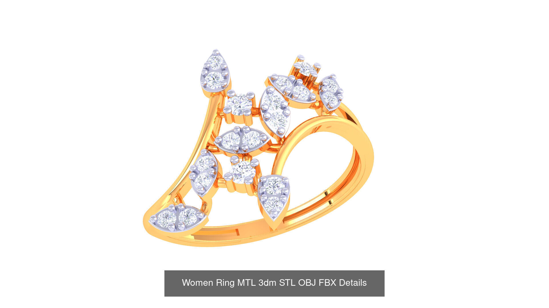 60 Leaf and Flower Ring MTL 3dm STL OBJ FBX Details Collection _9