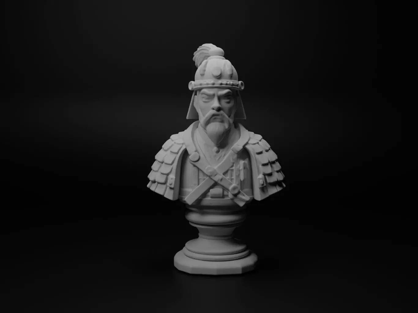 Feudal Japanese Soldier Bust Chess 3D print model