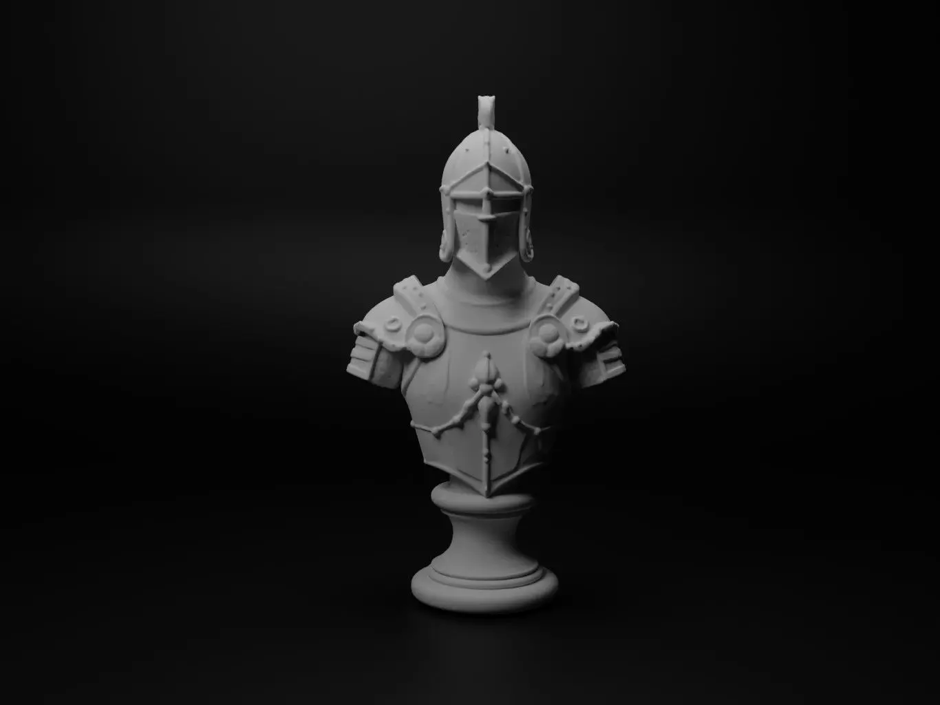 Feudal Knight Bust Chess 3D print model_0