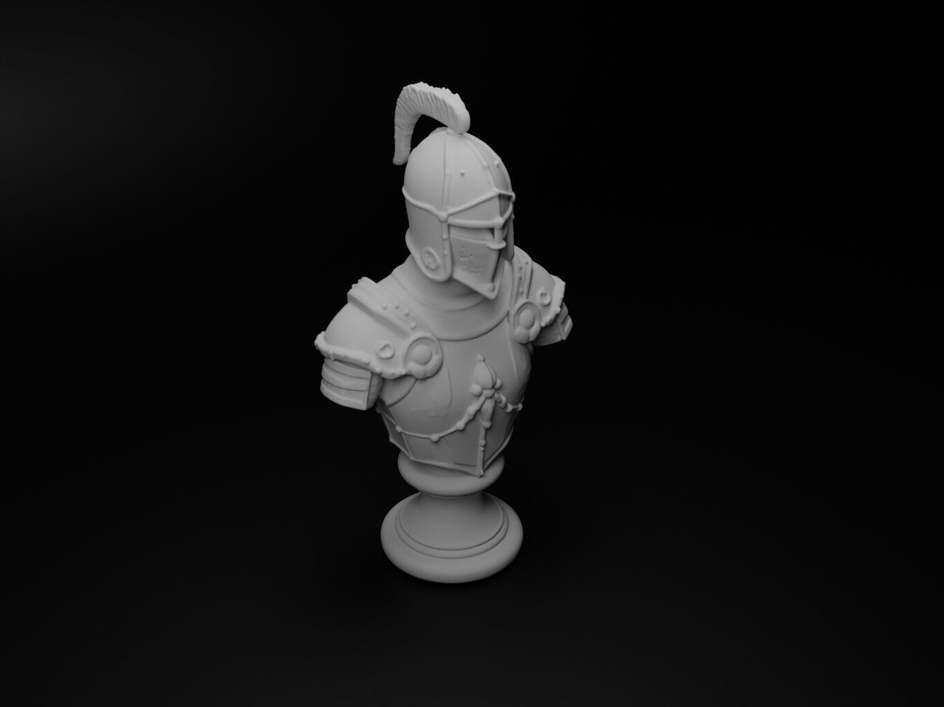 Feudal Knight Bust Chess 3D print model_2
