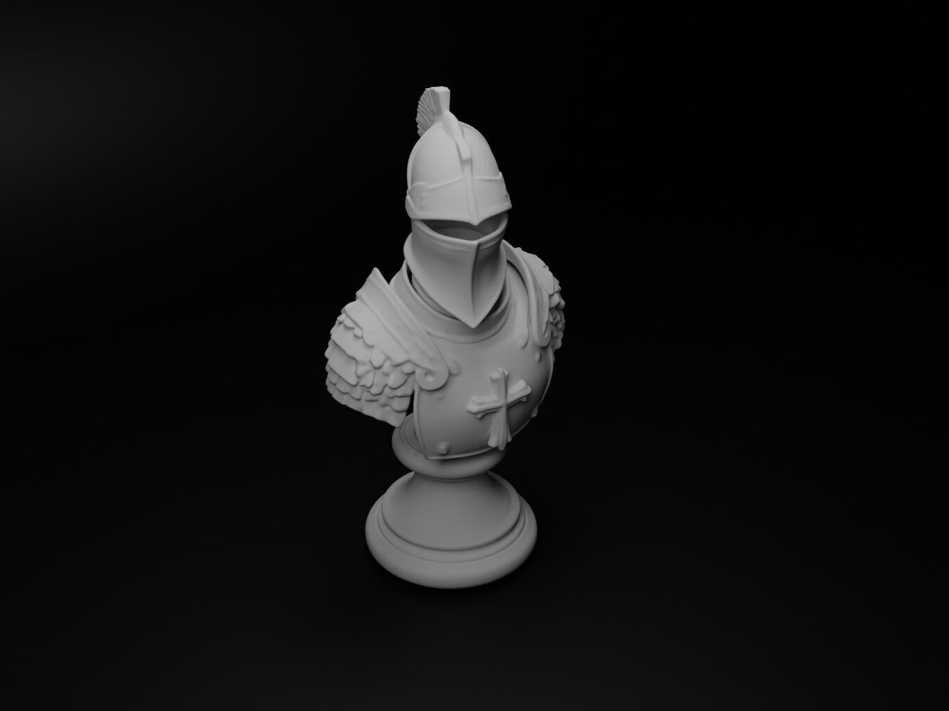 Feudal Knight Bust Chess 3D print model_2