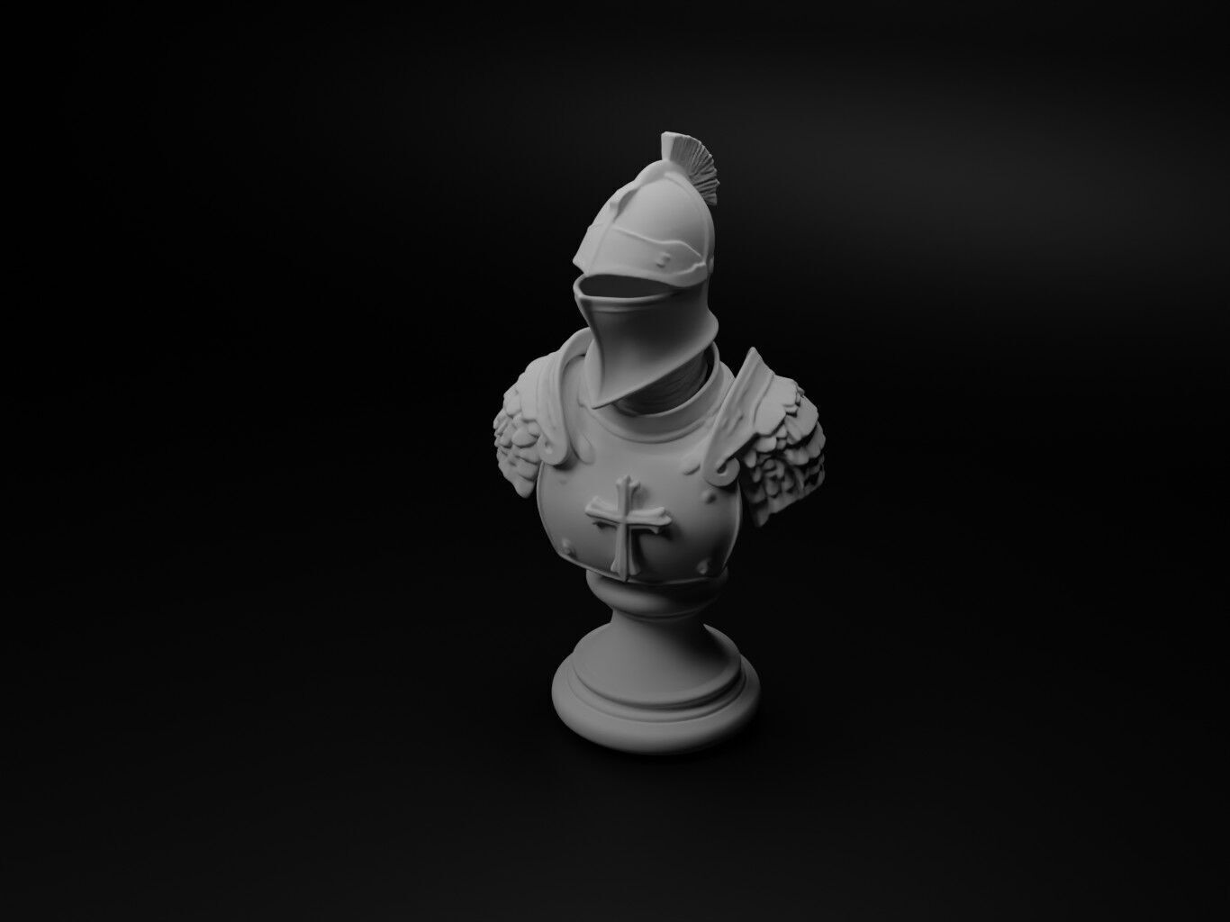 Feudal Knight Bust Chess 3D print model_1