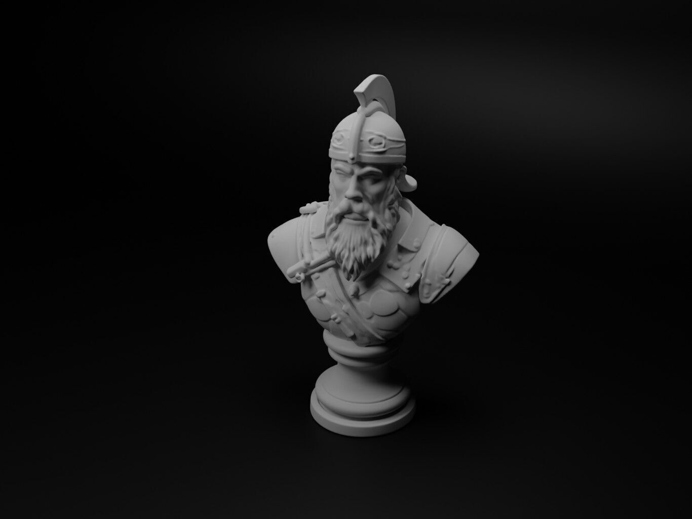 Finnish Warrior Bust Chess 3D print model_1