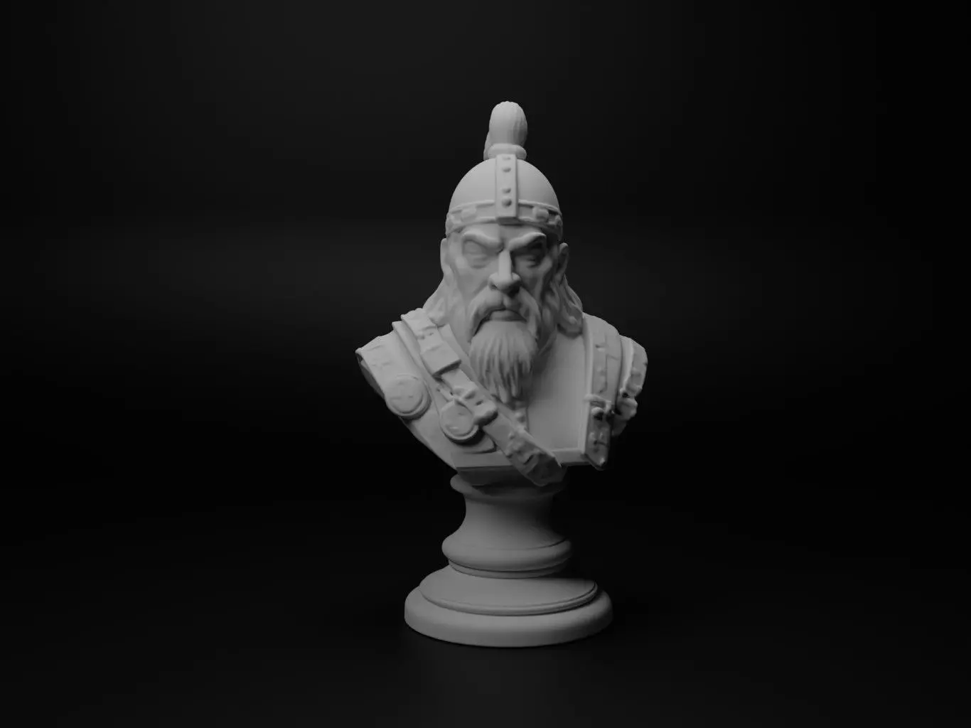 Genghis Khan Warrior Bust Chess 3D print model_0