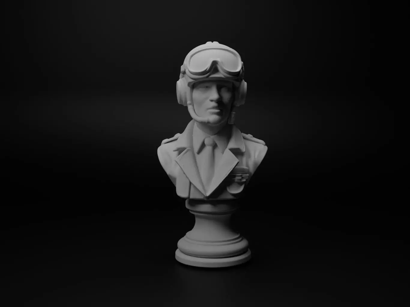 Helicopter Pilot Bust Chess 3D print model
